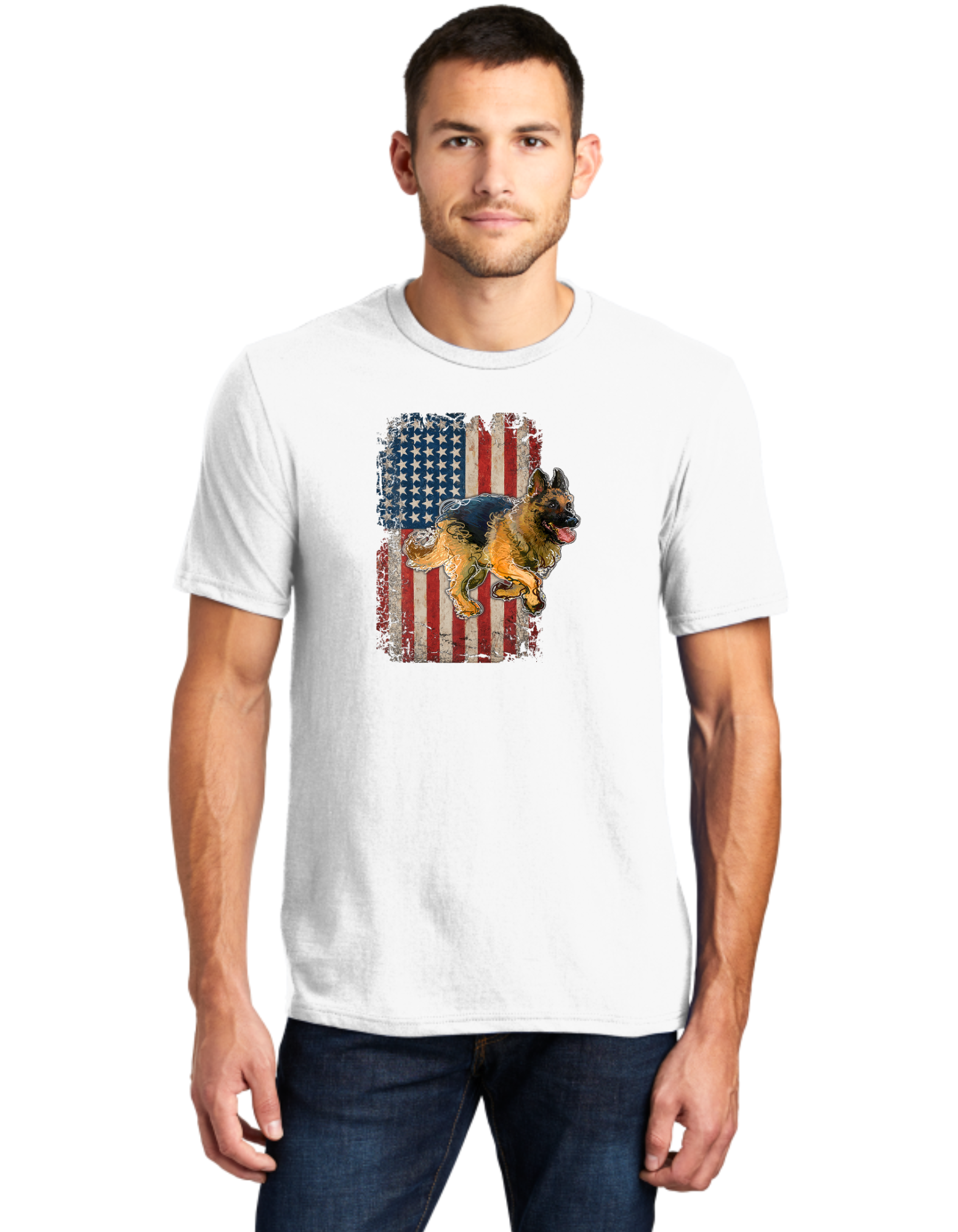 German Shepard USA Flag 2