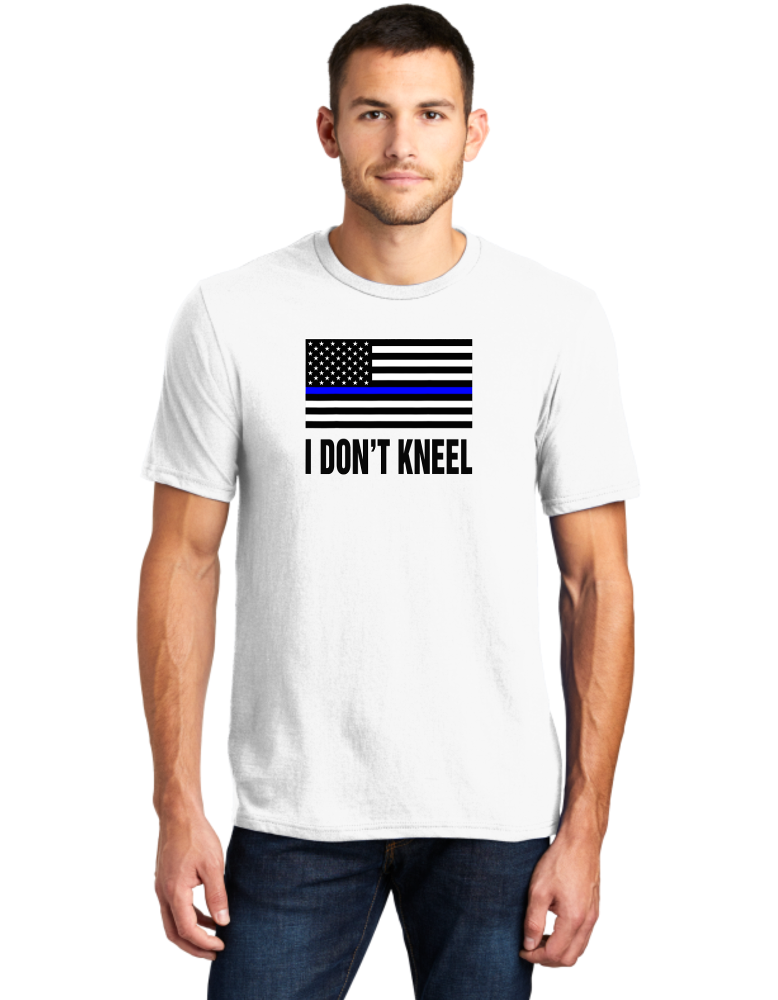 I Don't Kneel Blue Line Flag