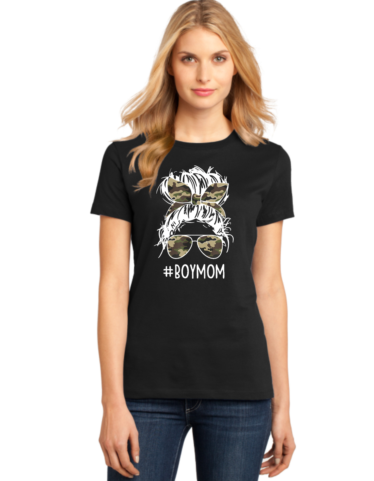 Boy Mom Messy Bun Camo