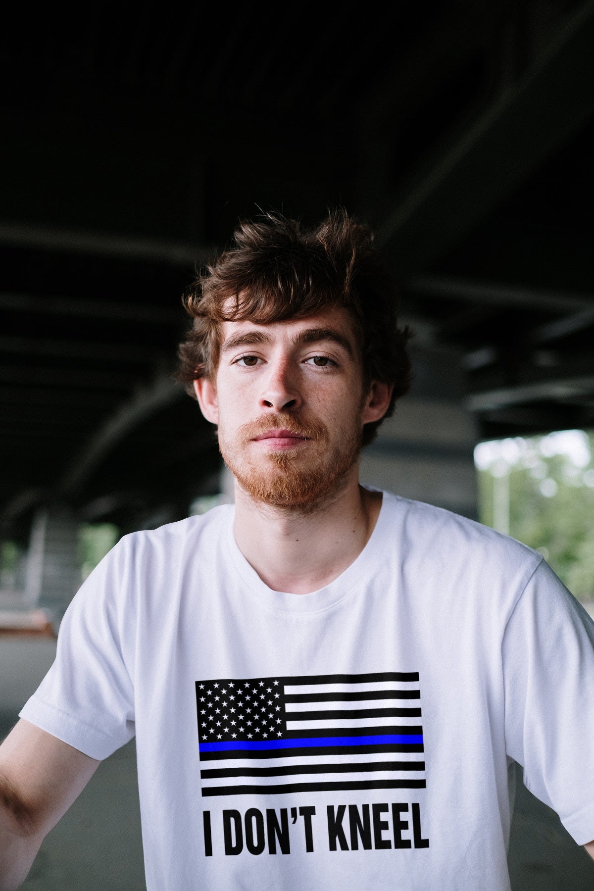 I Don't Kneel Blue Line Flag