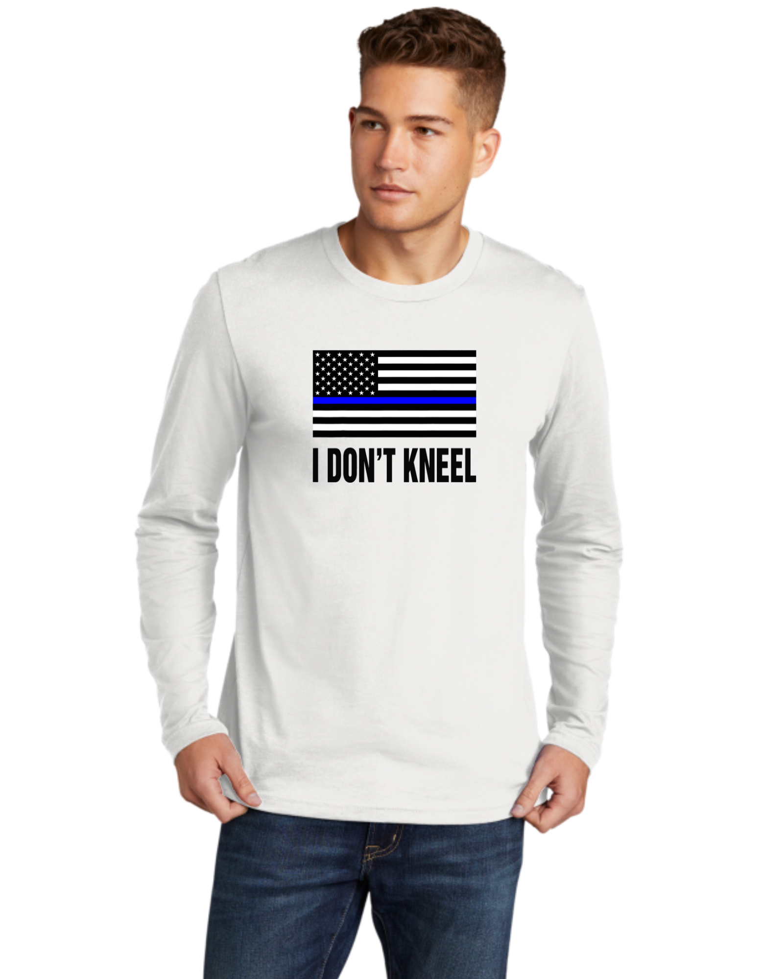 I Don't Kneel Blue Line Flag