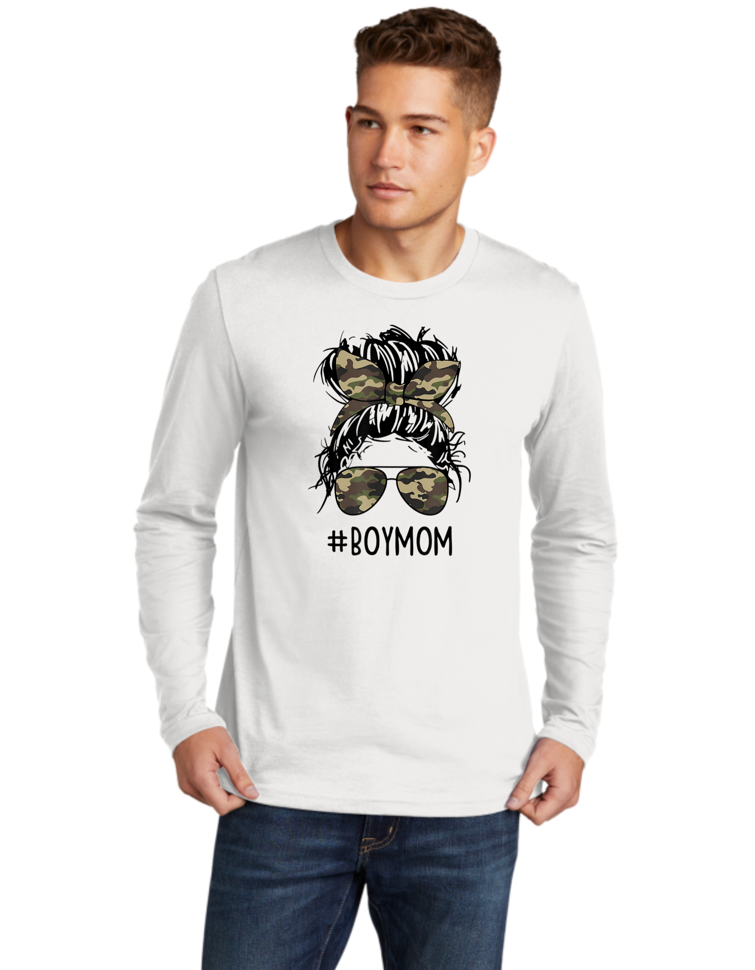 Boy Mom Messy Bun Camo