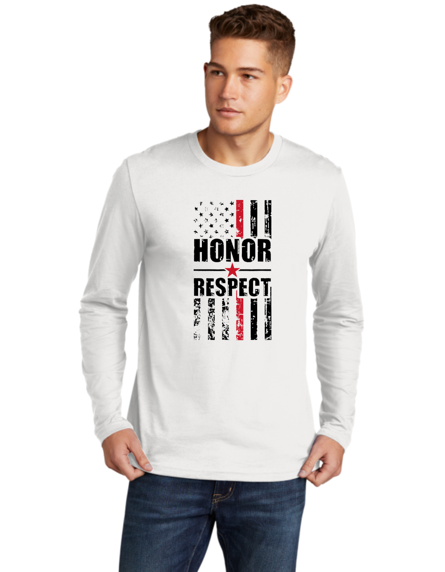 Honor Respect Red Line Flag