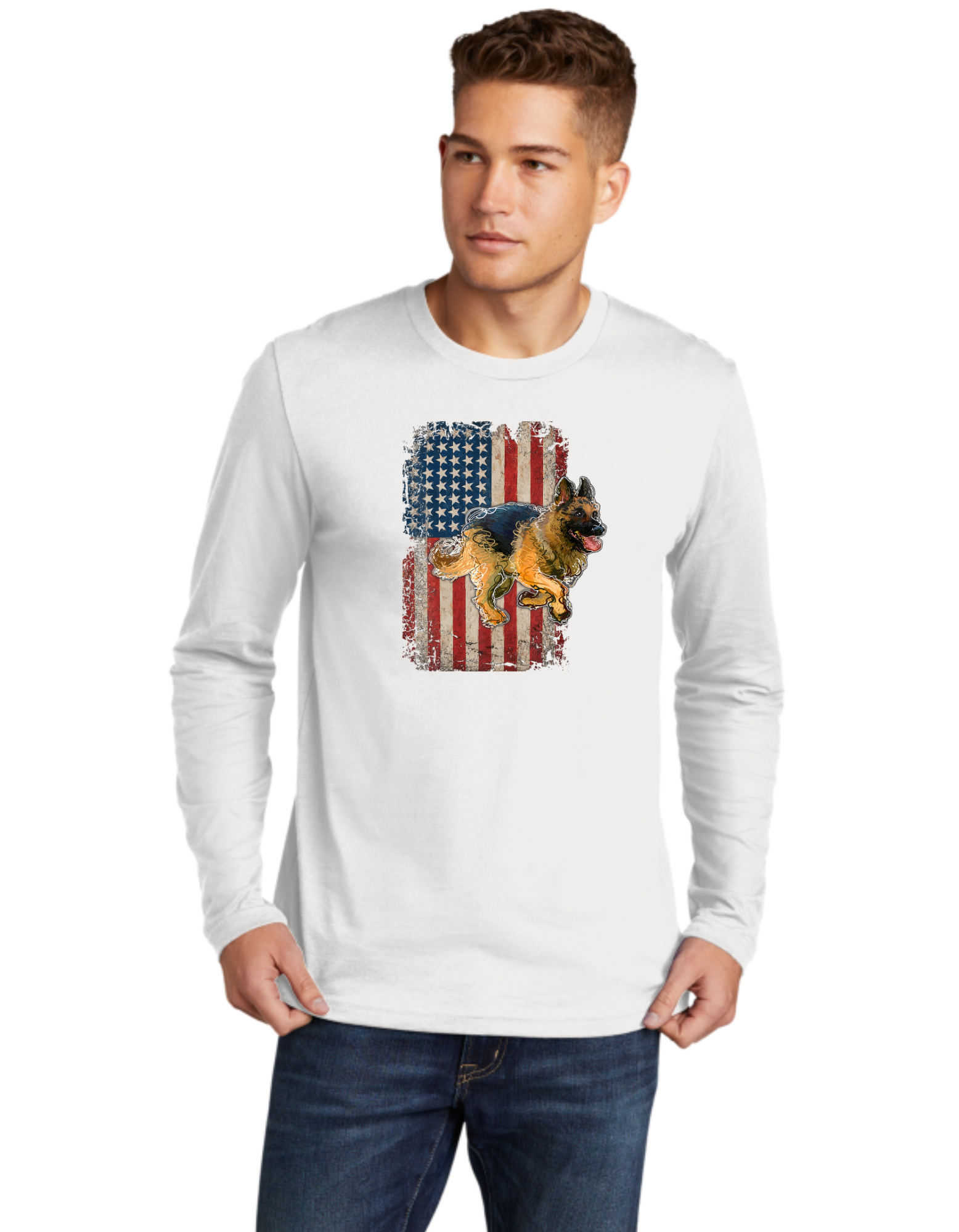 German Shepard USA Flag 2