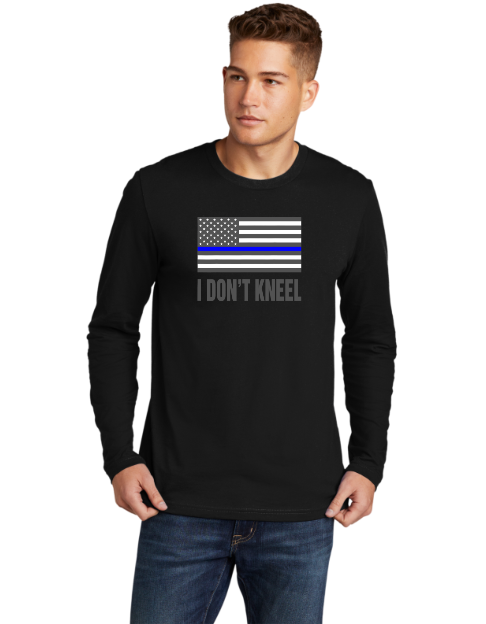 I Don't Kneel Blue Line Flag