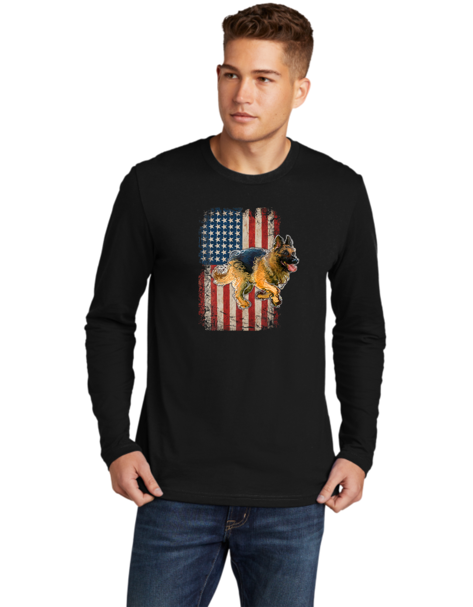 German Shepard USA Flag 2