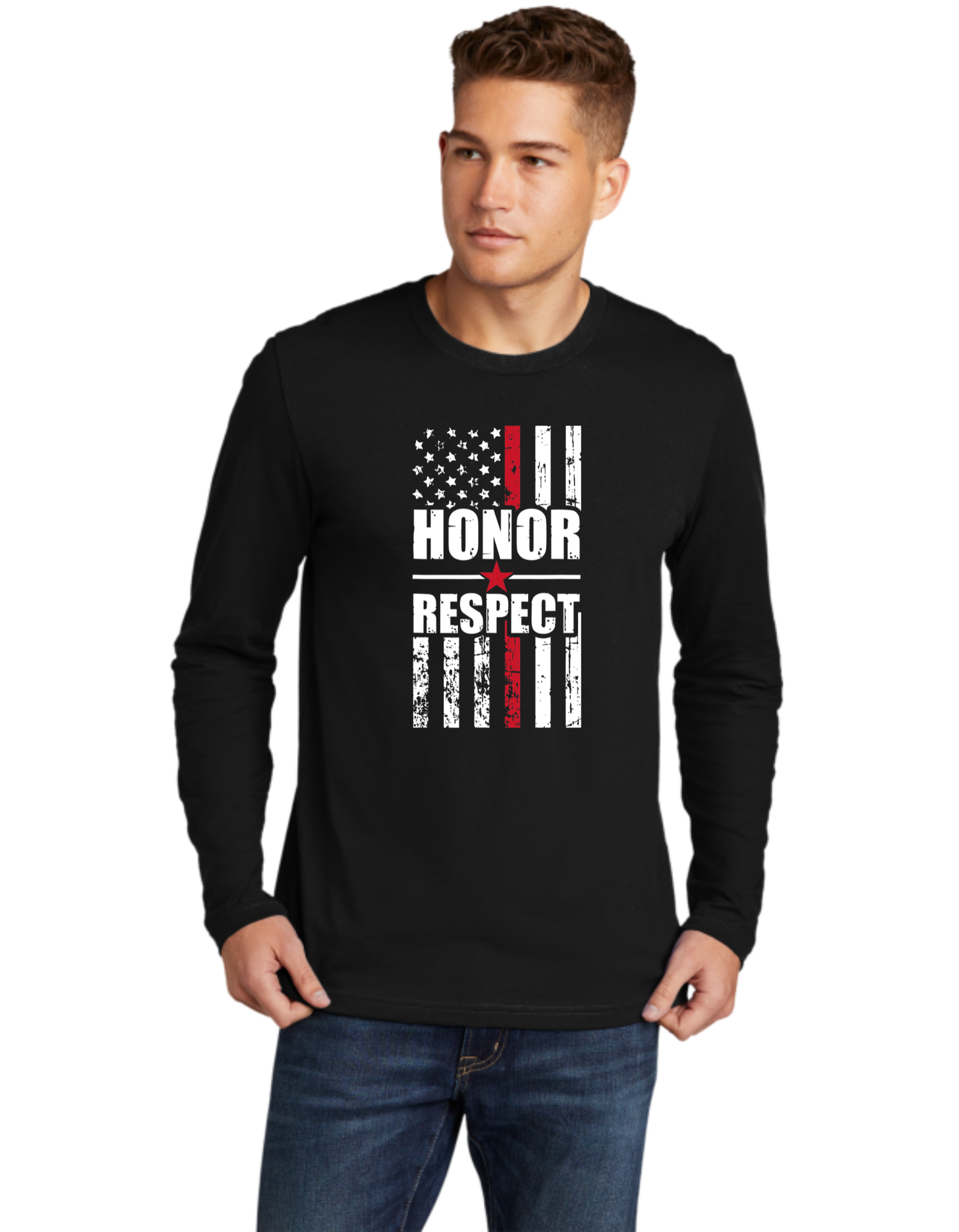 Honor Respect Red Line Flag