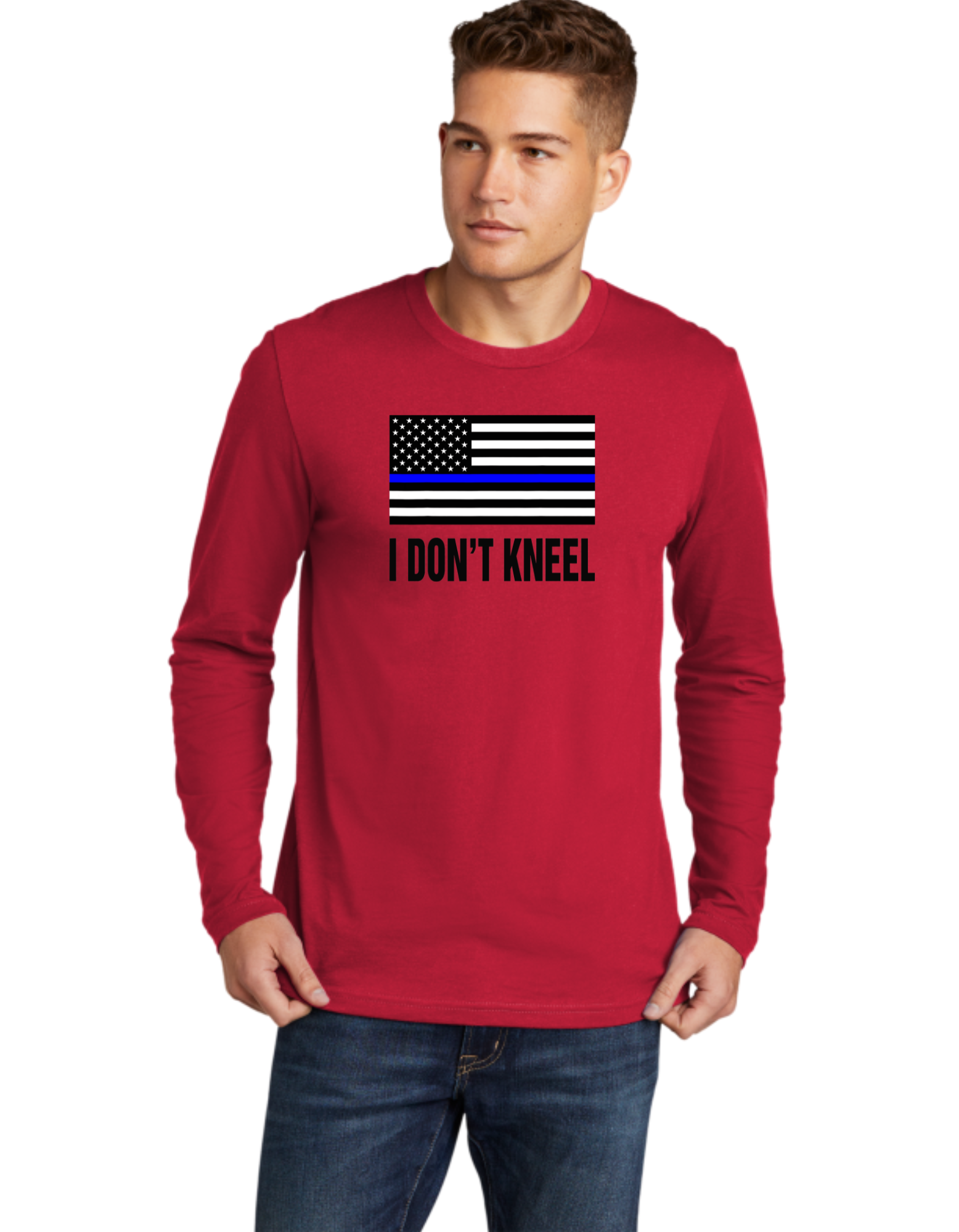 I Don't Kneel Blue Line Flag