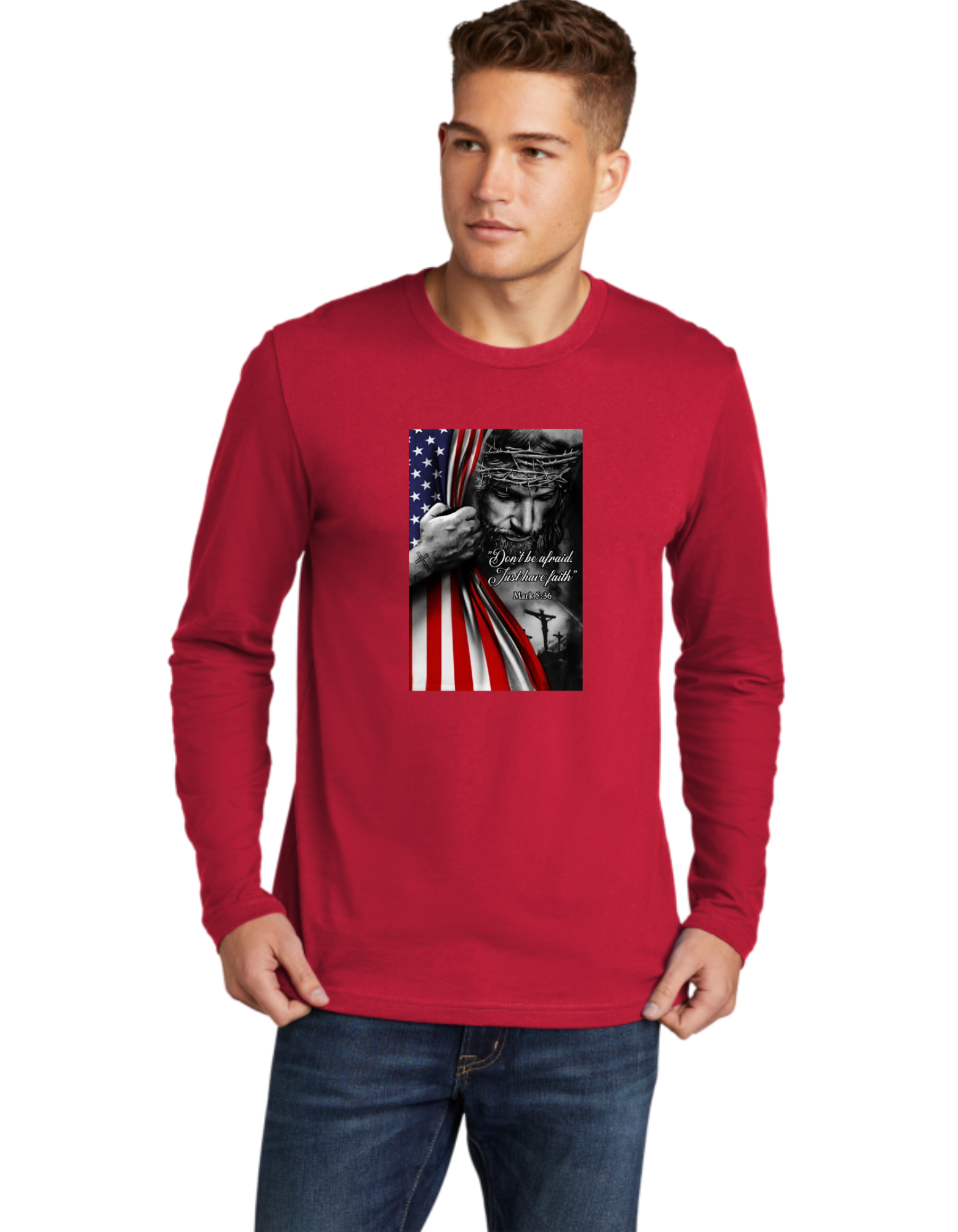 Don't Be Afraid Have Faith Jesus USA Flag