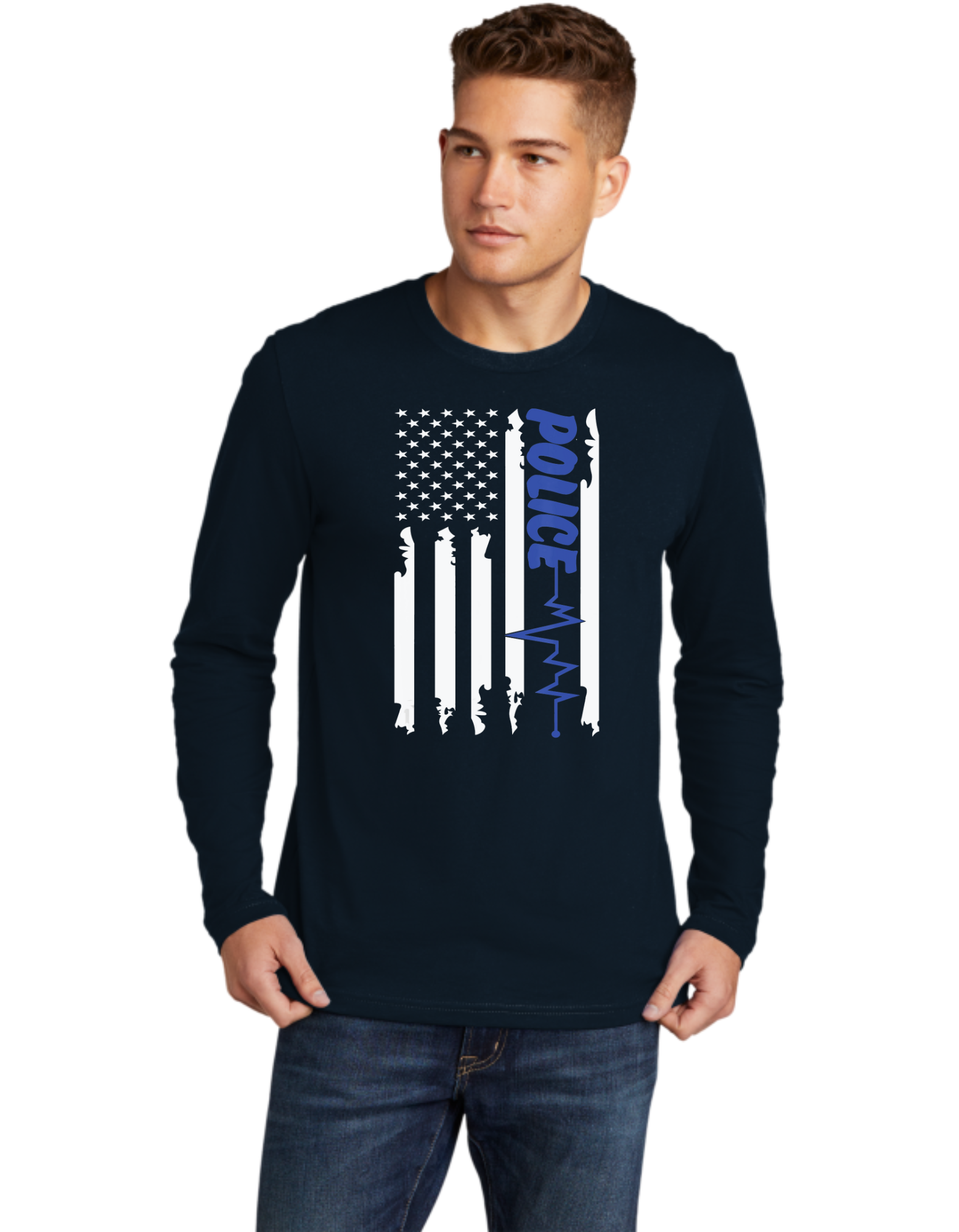 Blue Line Heart Beat Flag