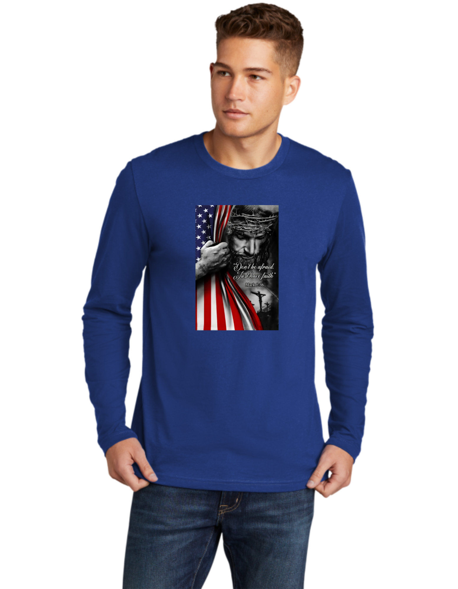 Don't Be Afraid Have Faith Jesus USA Flag