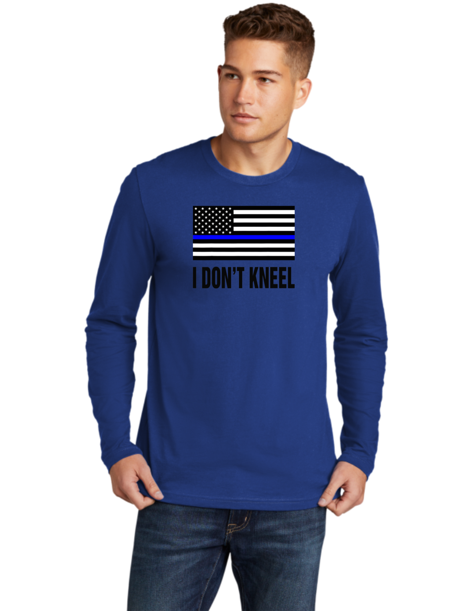 I Don't Kneel Blue Line Flag