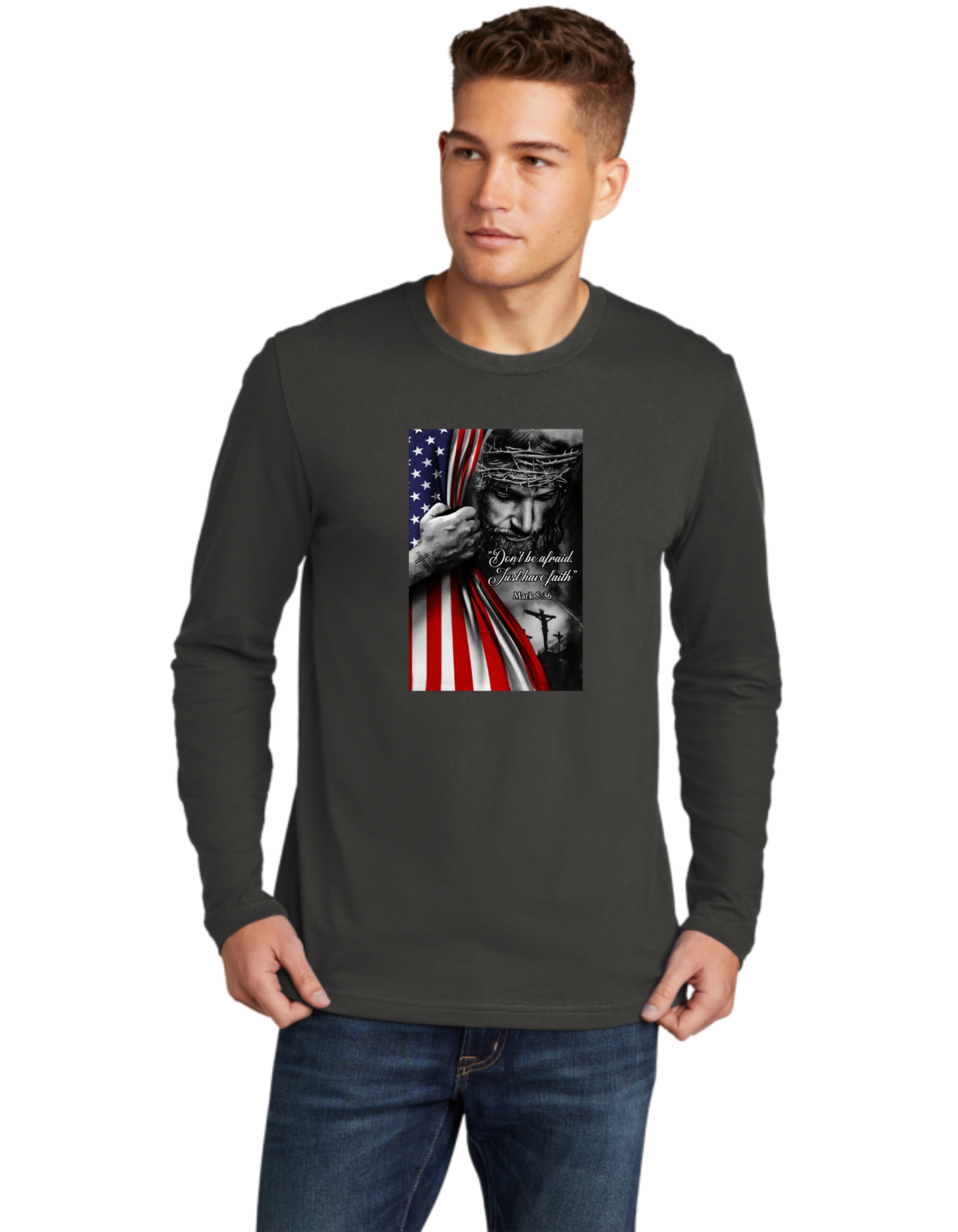 Don't Be Afraid Have Faith Jesus USA Flag