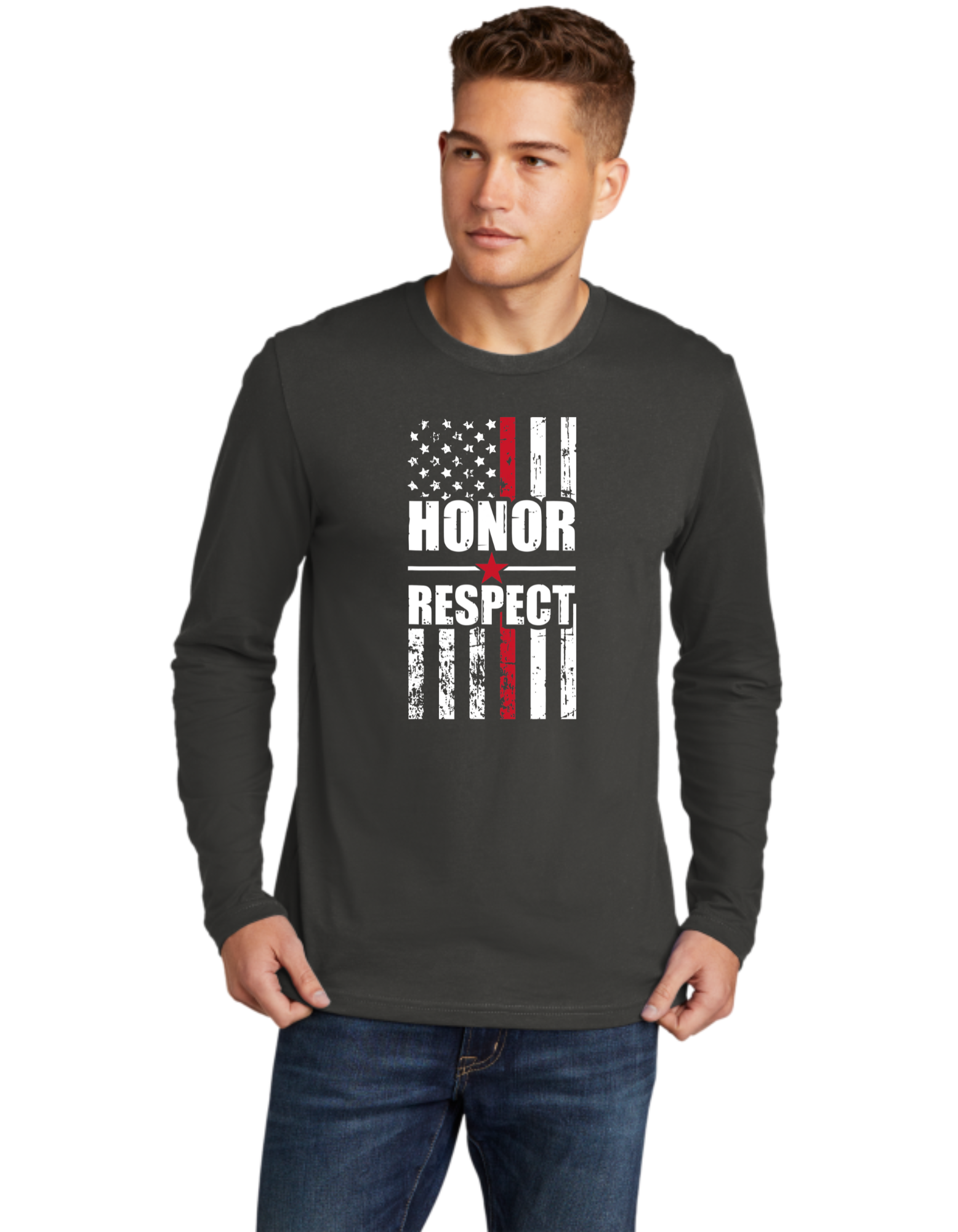 Honor Respect Red Line Flag