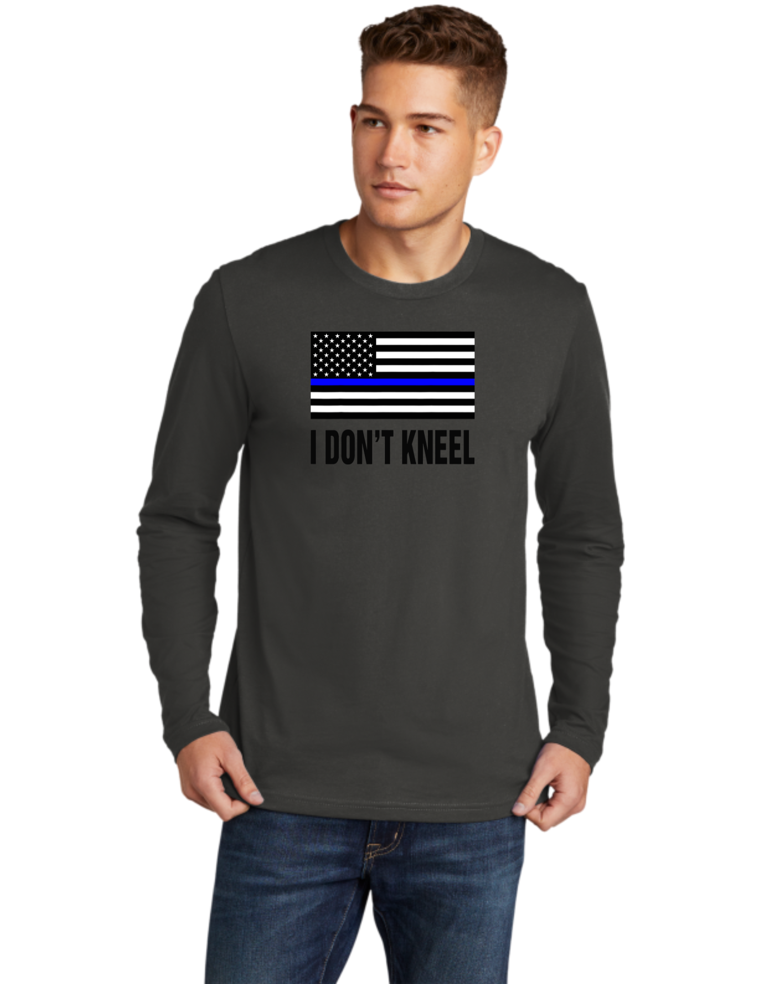 I Don't Kneel Blue Line Flag
