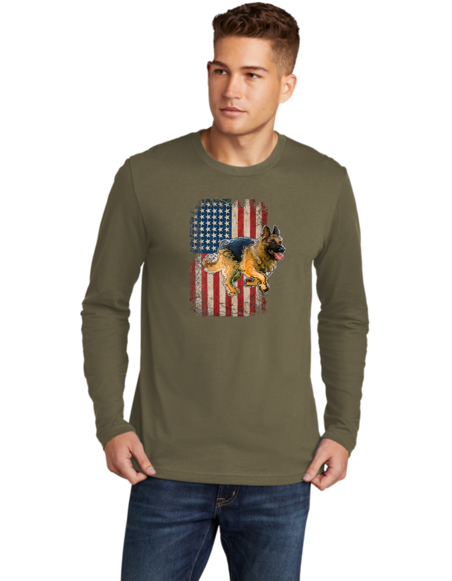 German Shepard USA Flag 2