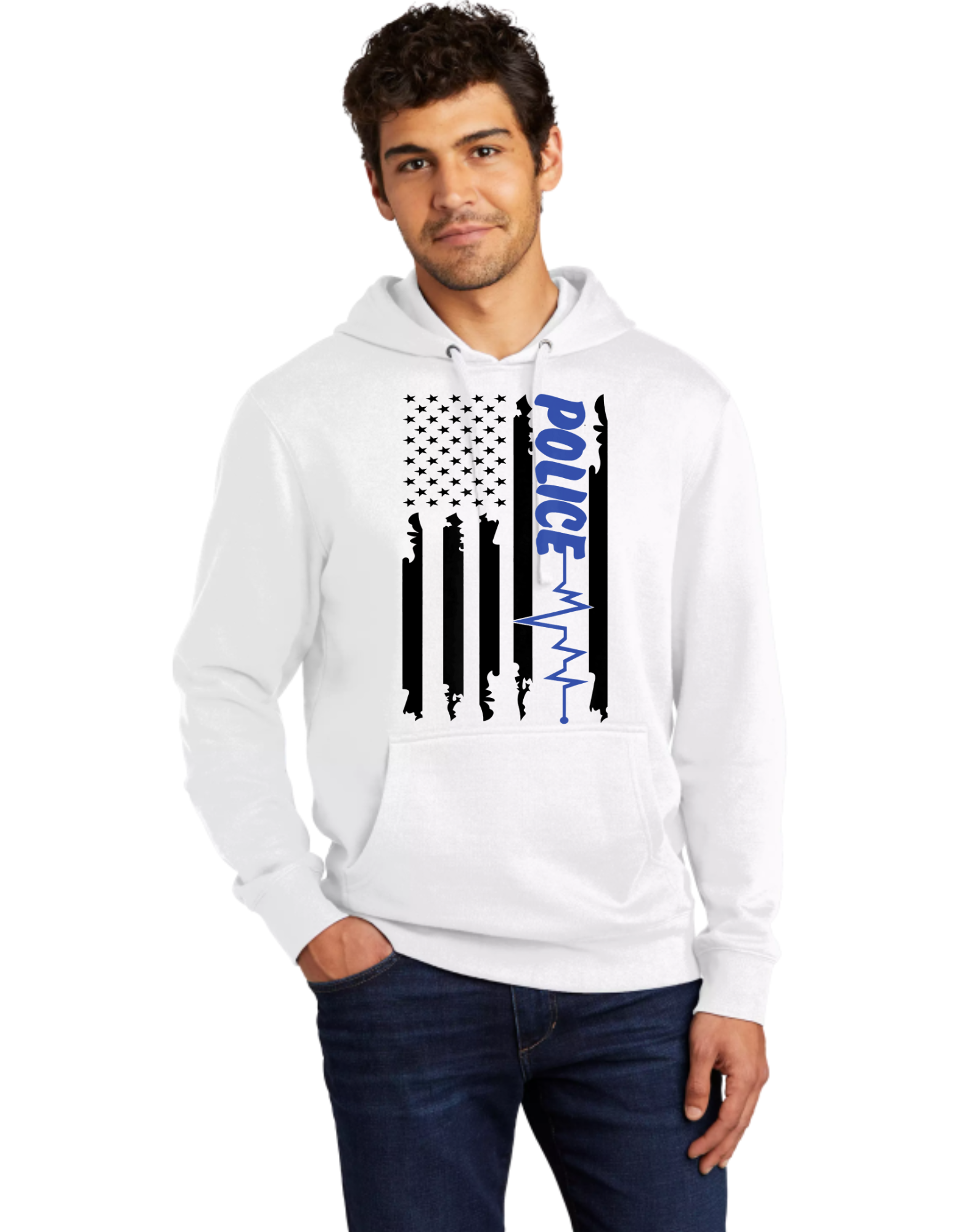 Blue Line Heart Beat Flag