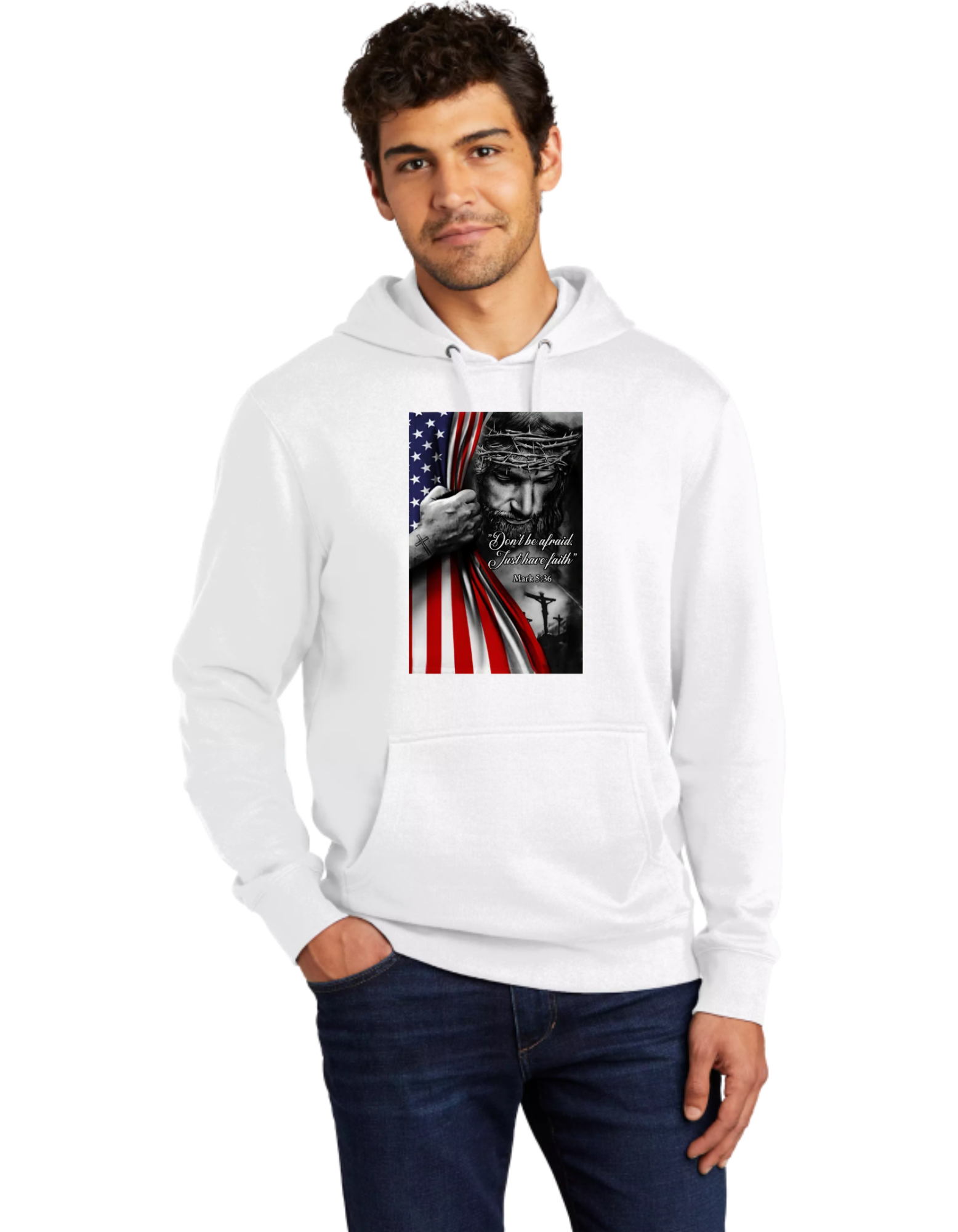 Don't Be Afraid Have Faith Jesus USA Flag