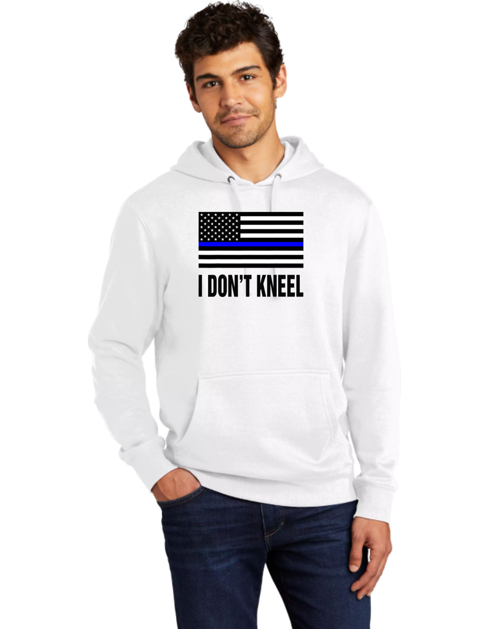 I Don't Kneel Blue Line Flag