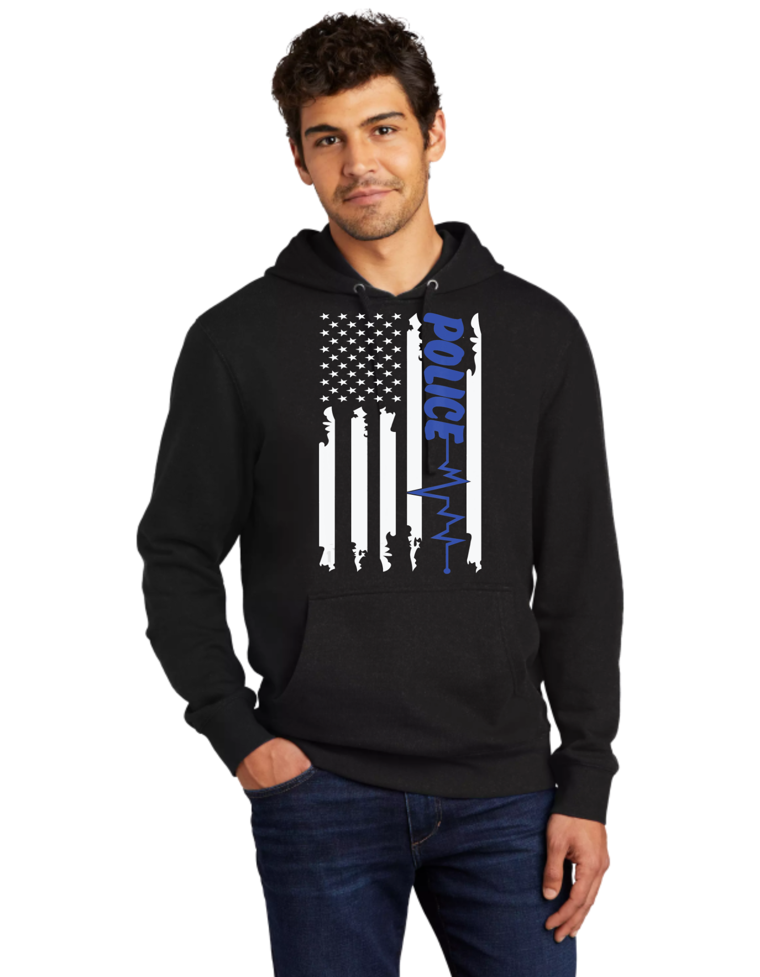 Blue Line Heart Beat Flag