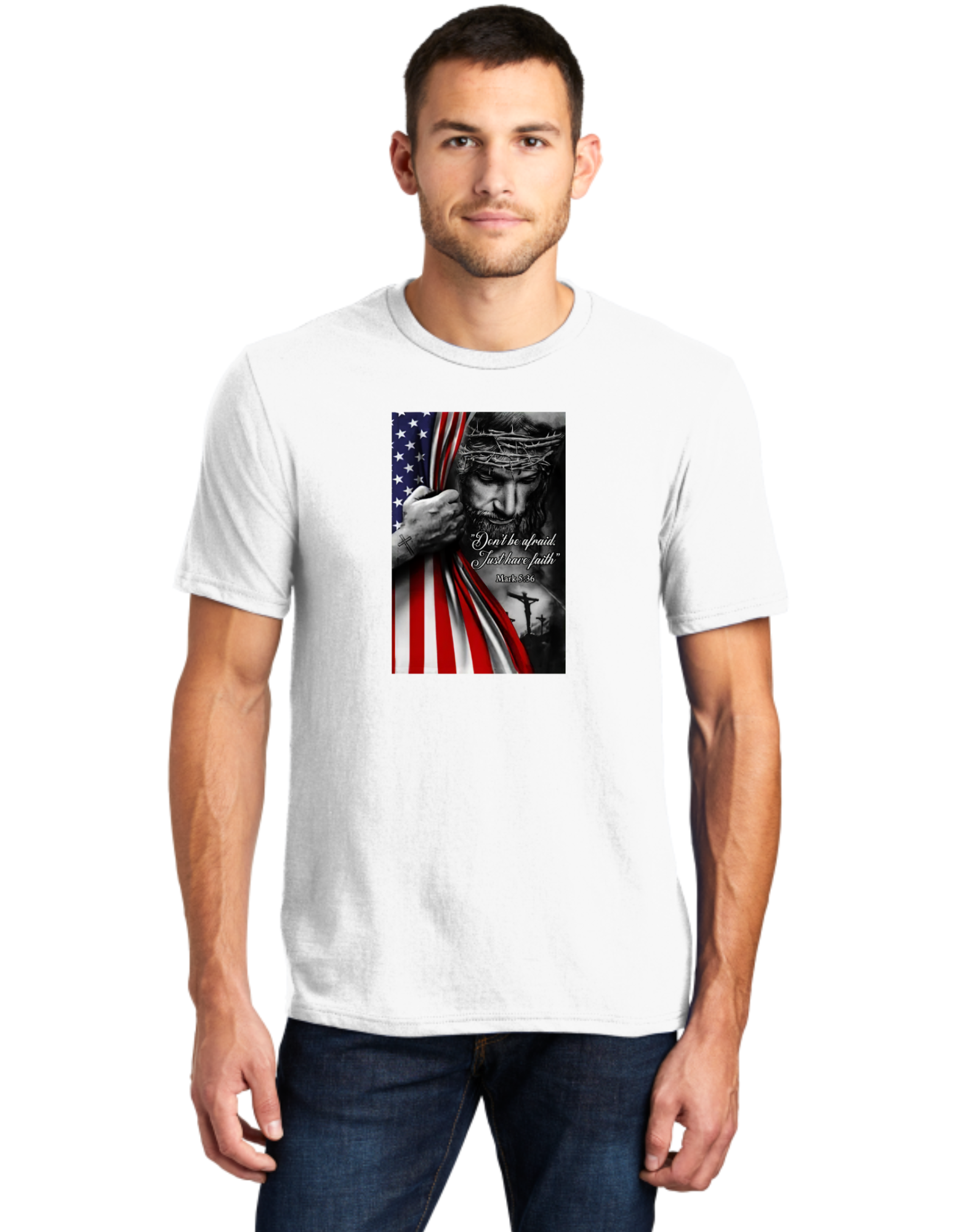 Don't Be Afraid Have Faith Jesus USA Flag