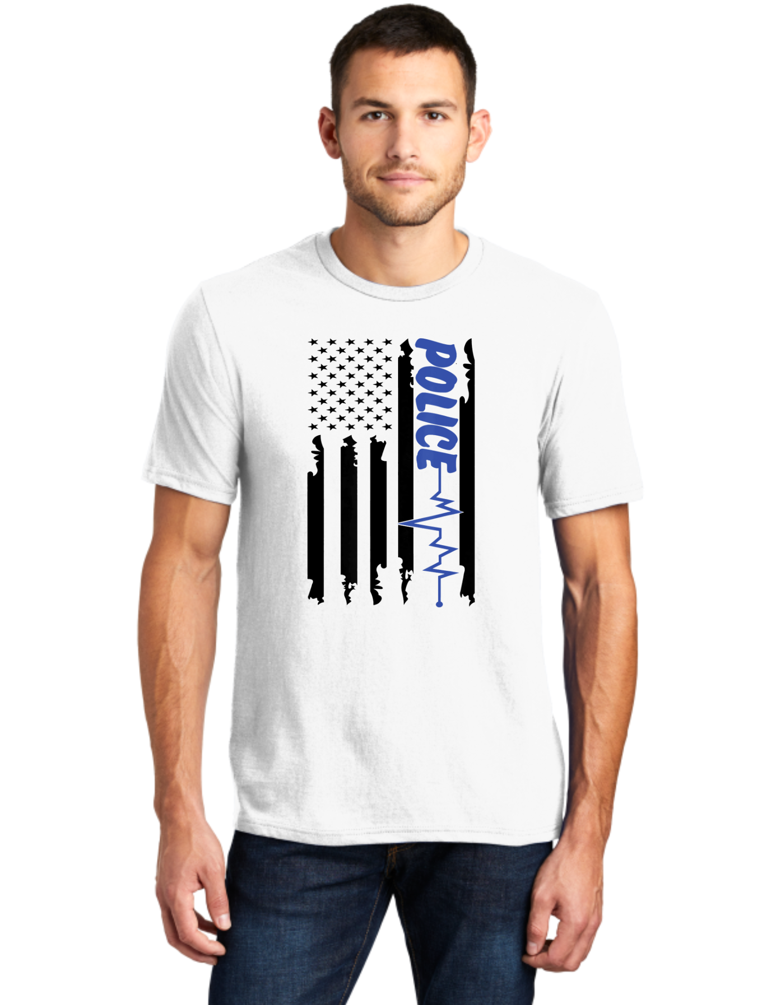 Blue Line Heart Beat Flag