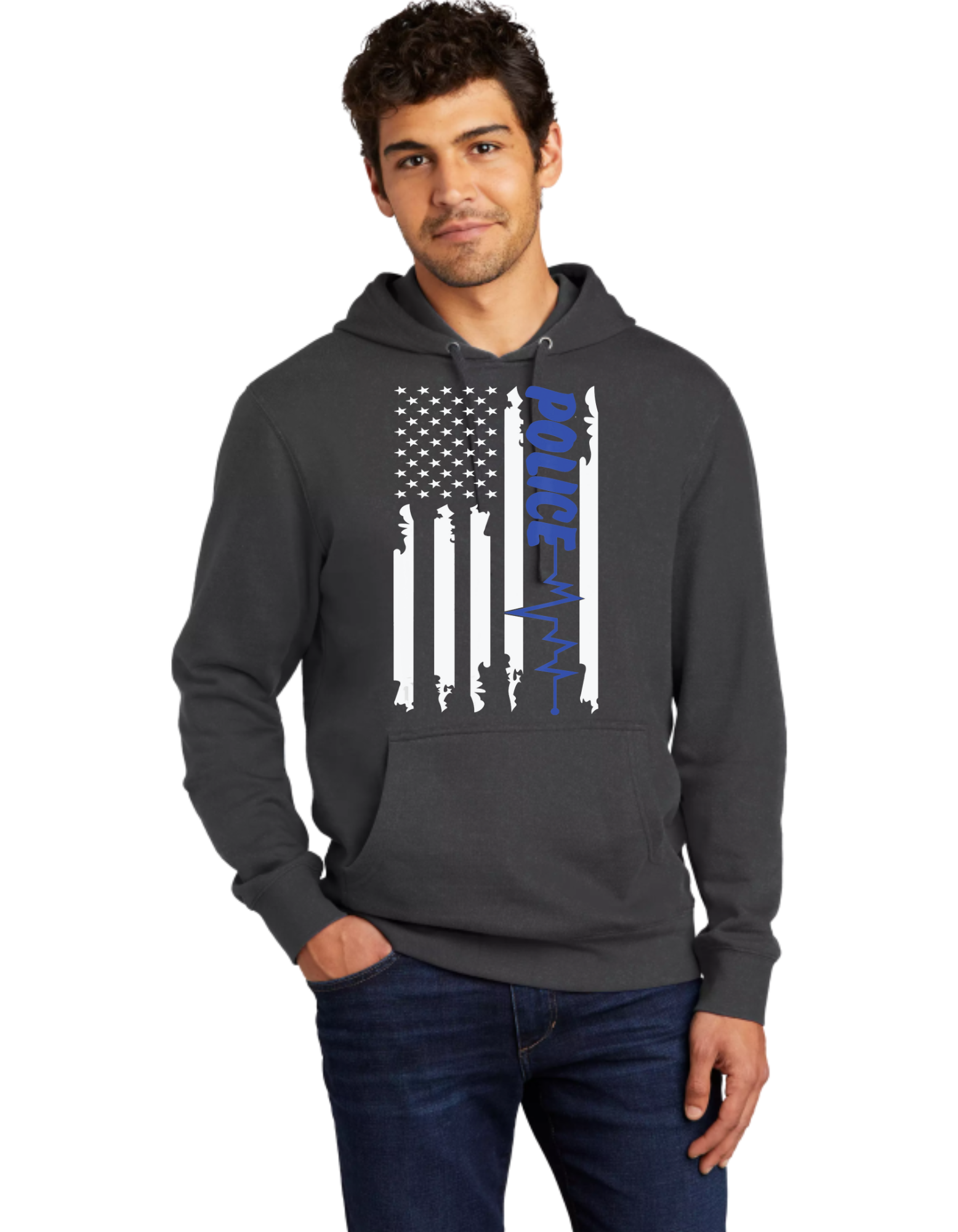 Blue Line Heart Beat Flag