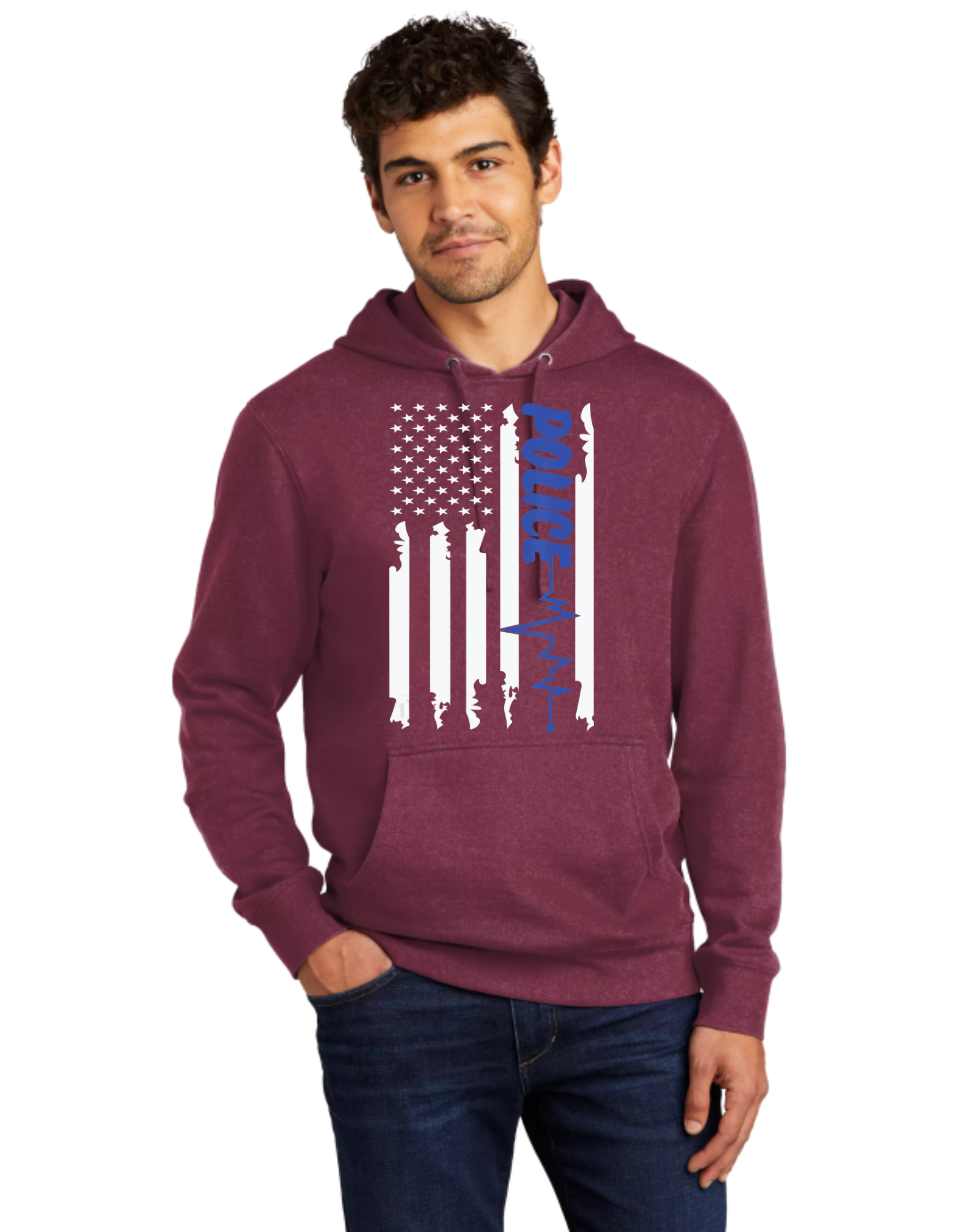 Blue Line Heart Beat Flag