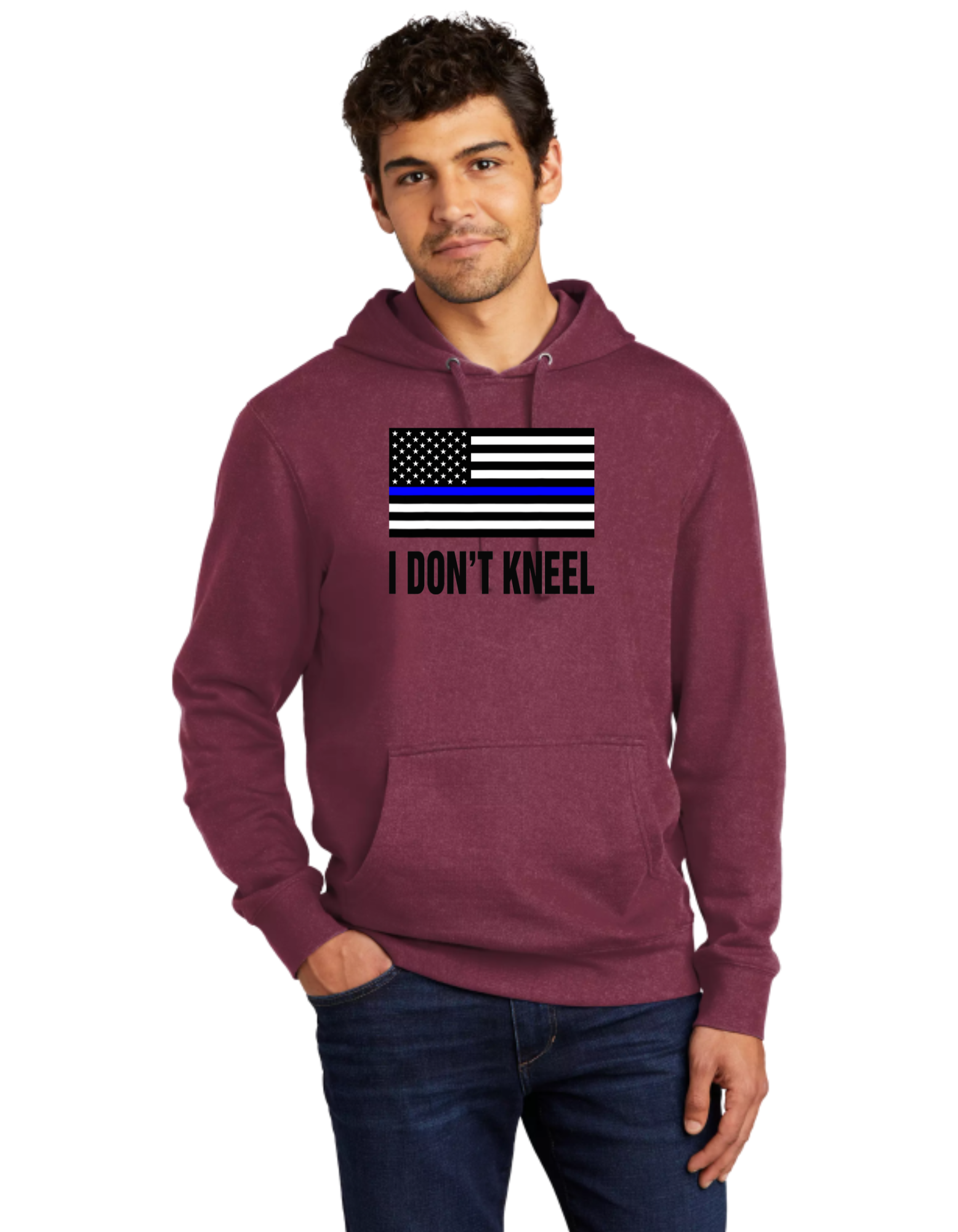 I Don't Kneel Blue Line Flag