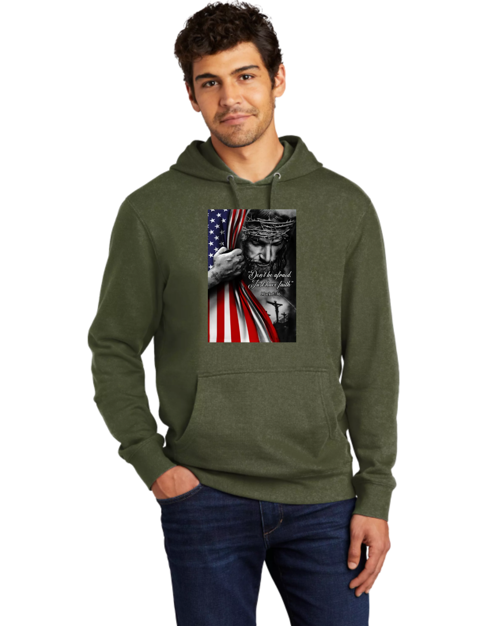 Don't Be Afraid Have Faith Jesus USA Flag