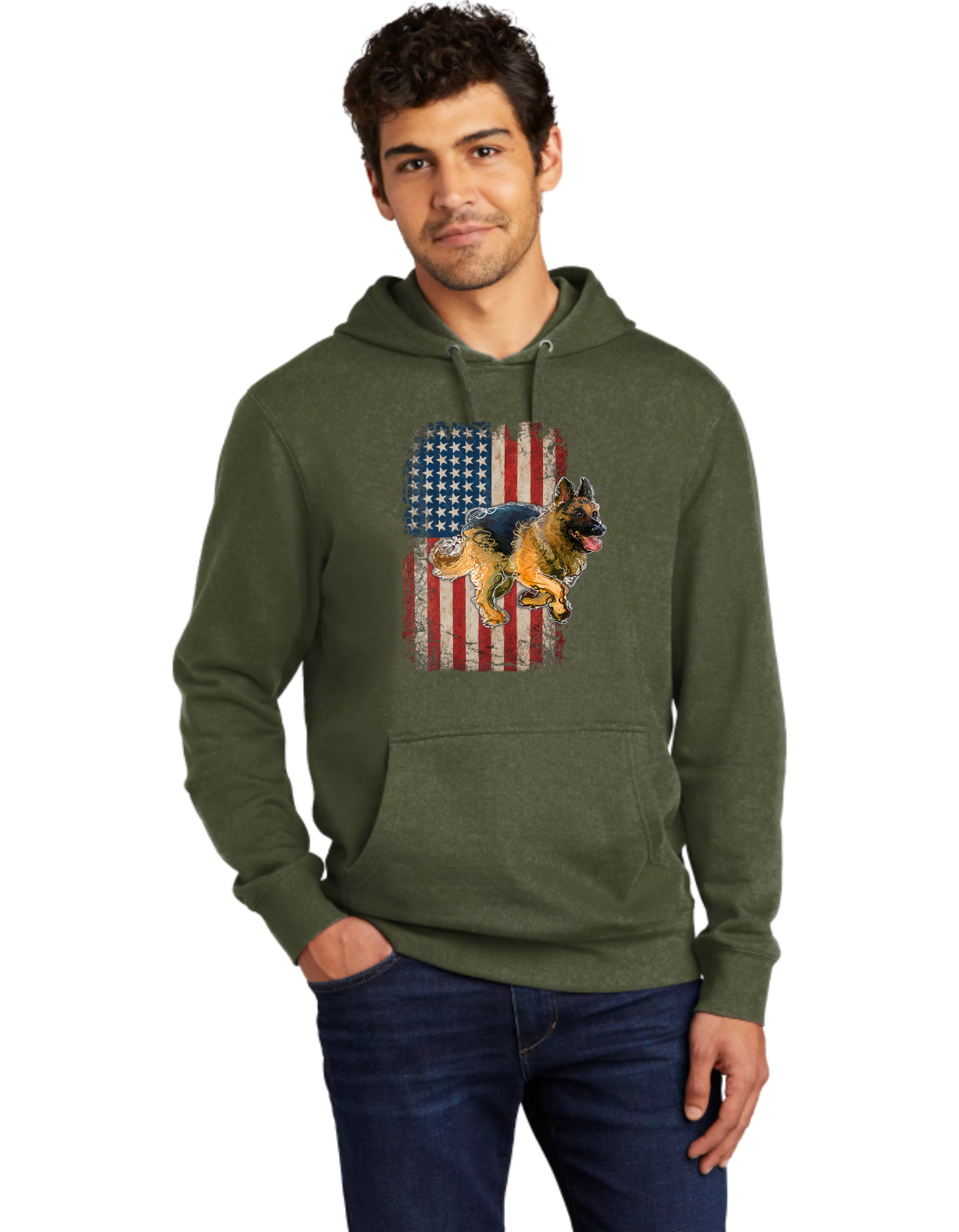 German Shepard USA Flag 2