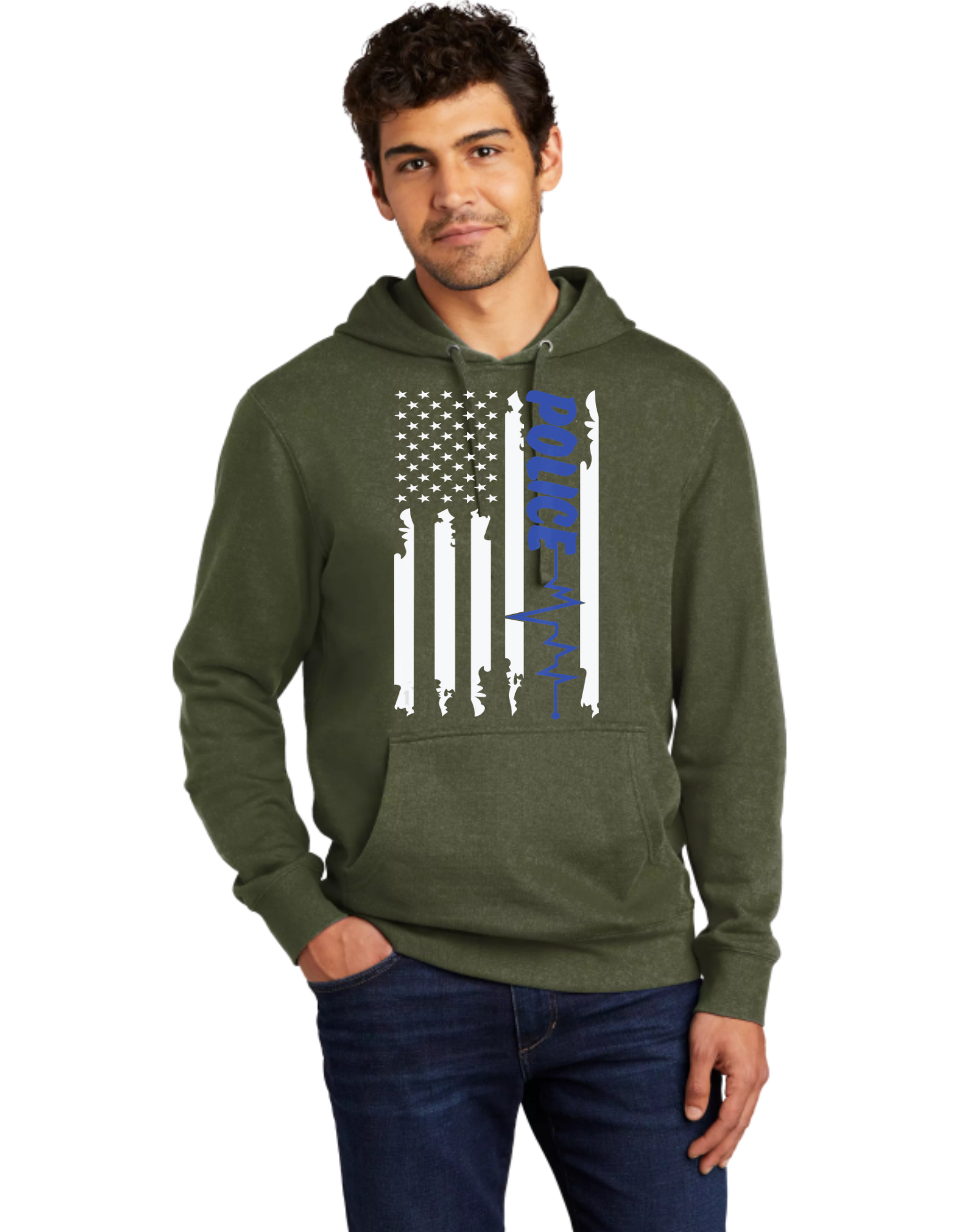 Blue Line Heart Beat Flag