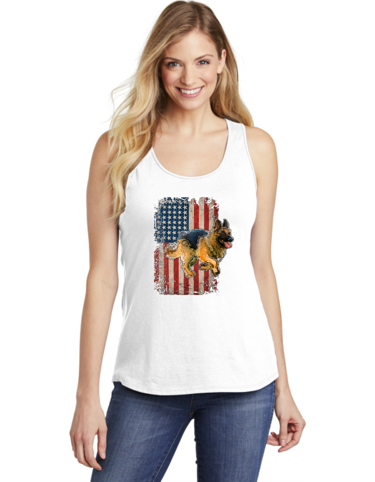 German Shepard USA Flag 2