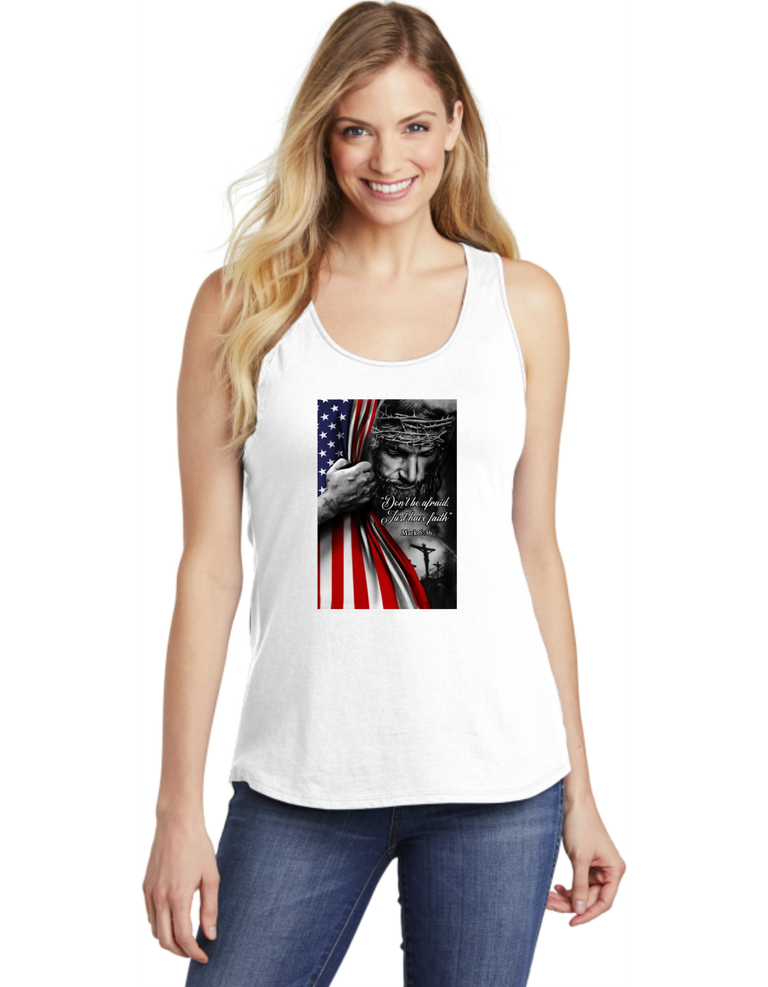 Don't Be Afraid Have Faith Jesus USA Flag