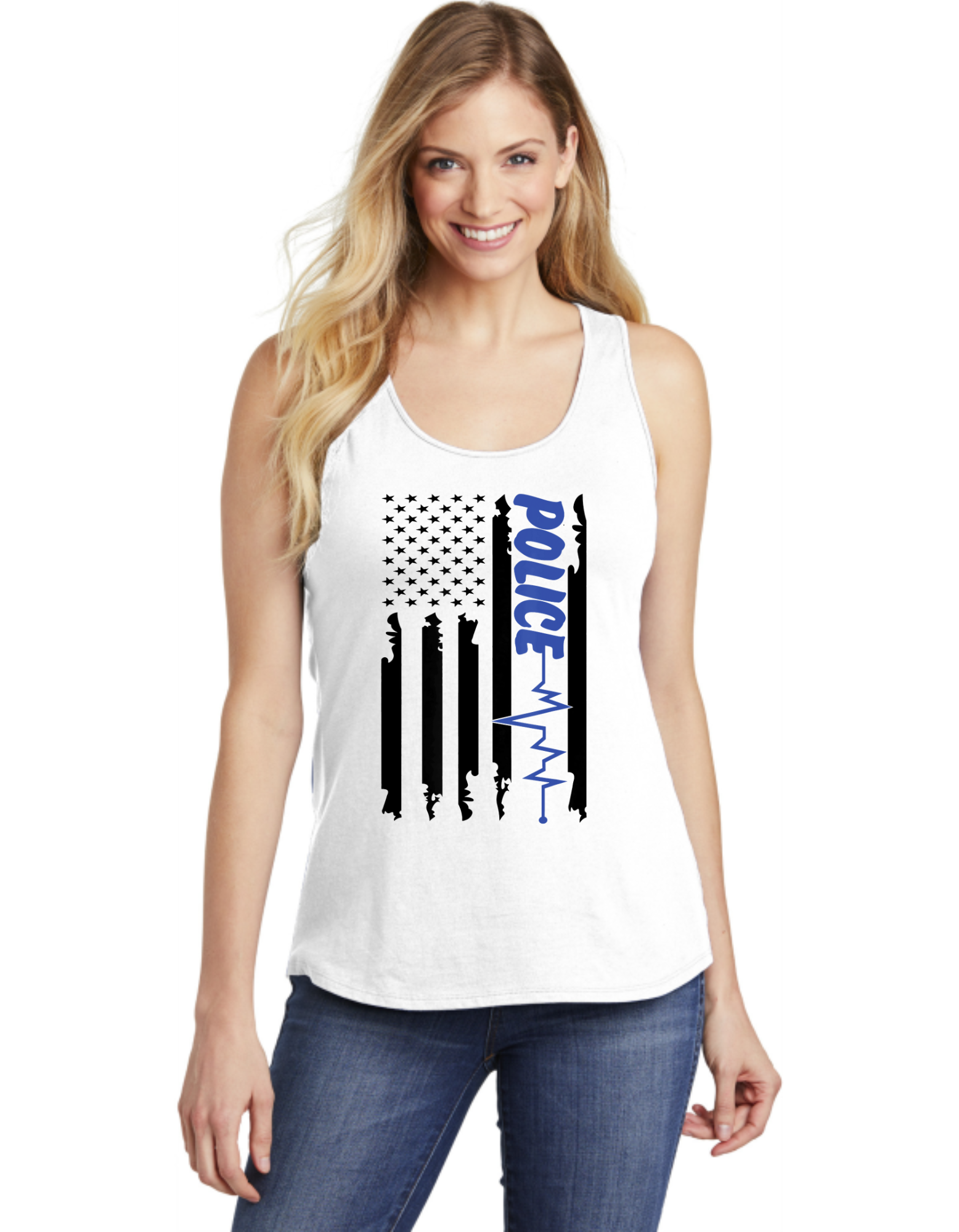 Blue Line Heart Beat Flag