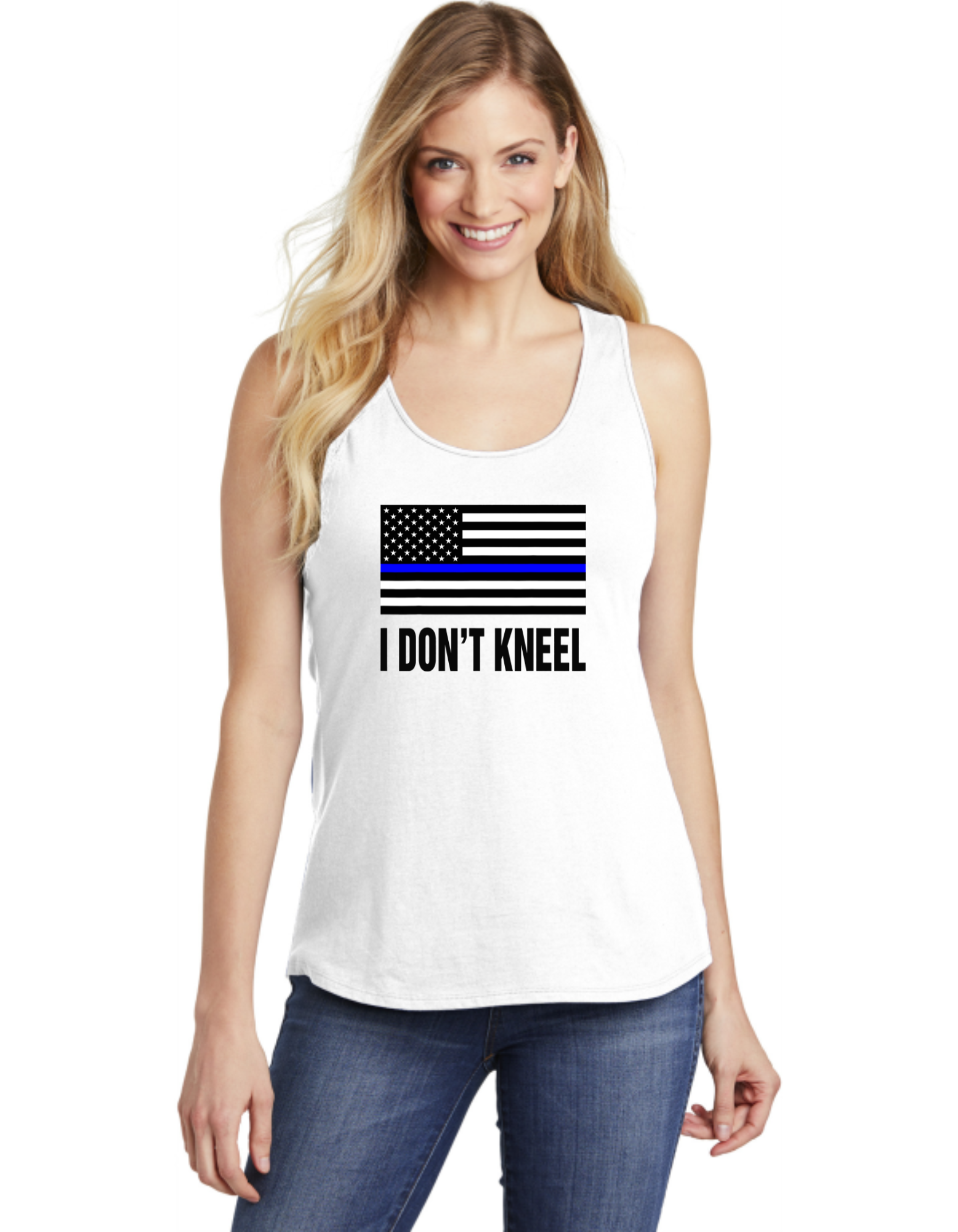 I Don't Kneel Blue Line Flag