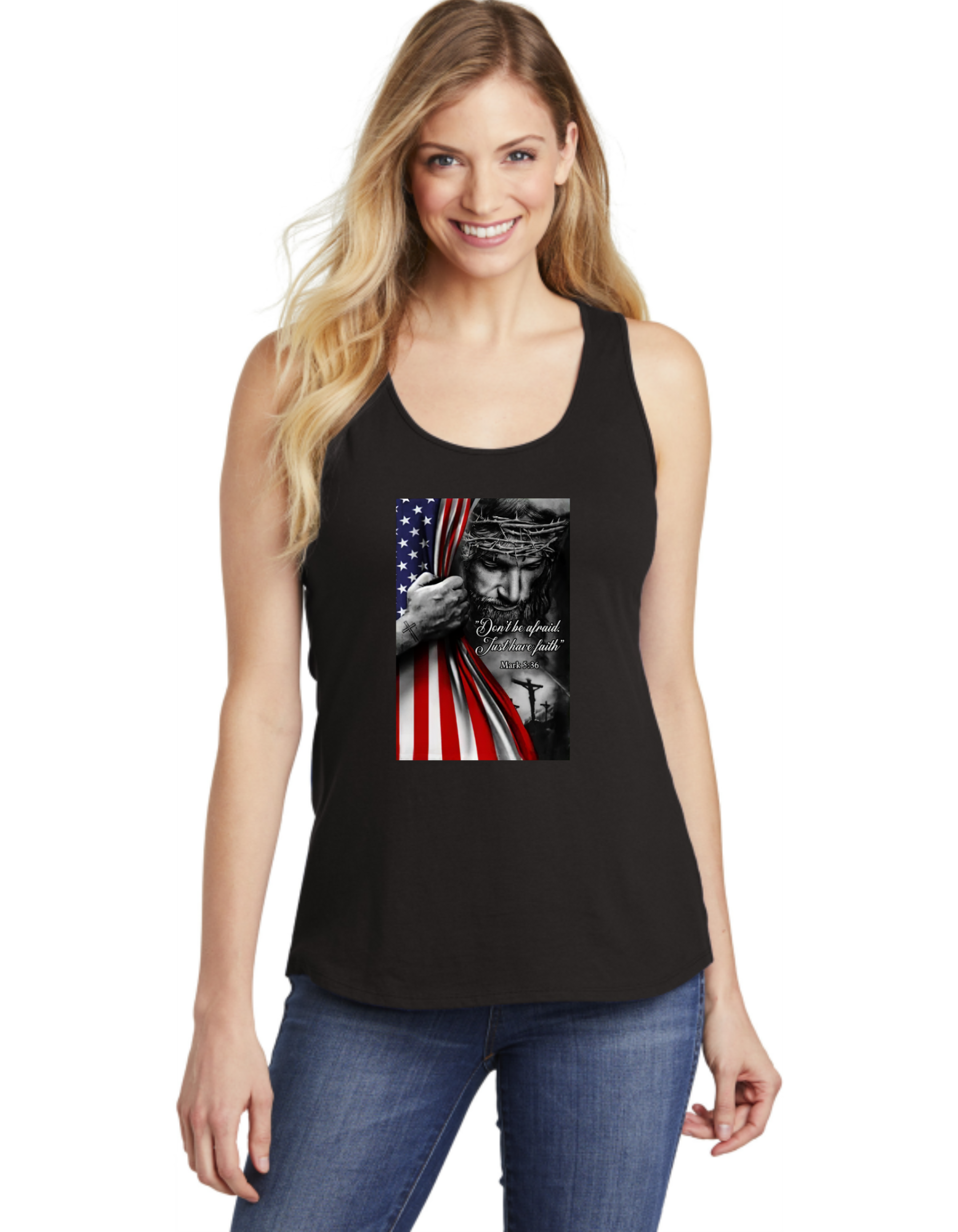 Don't Be Afraid Have Faith Jesus USA Flag