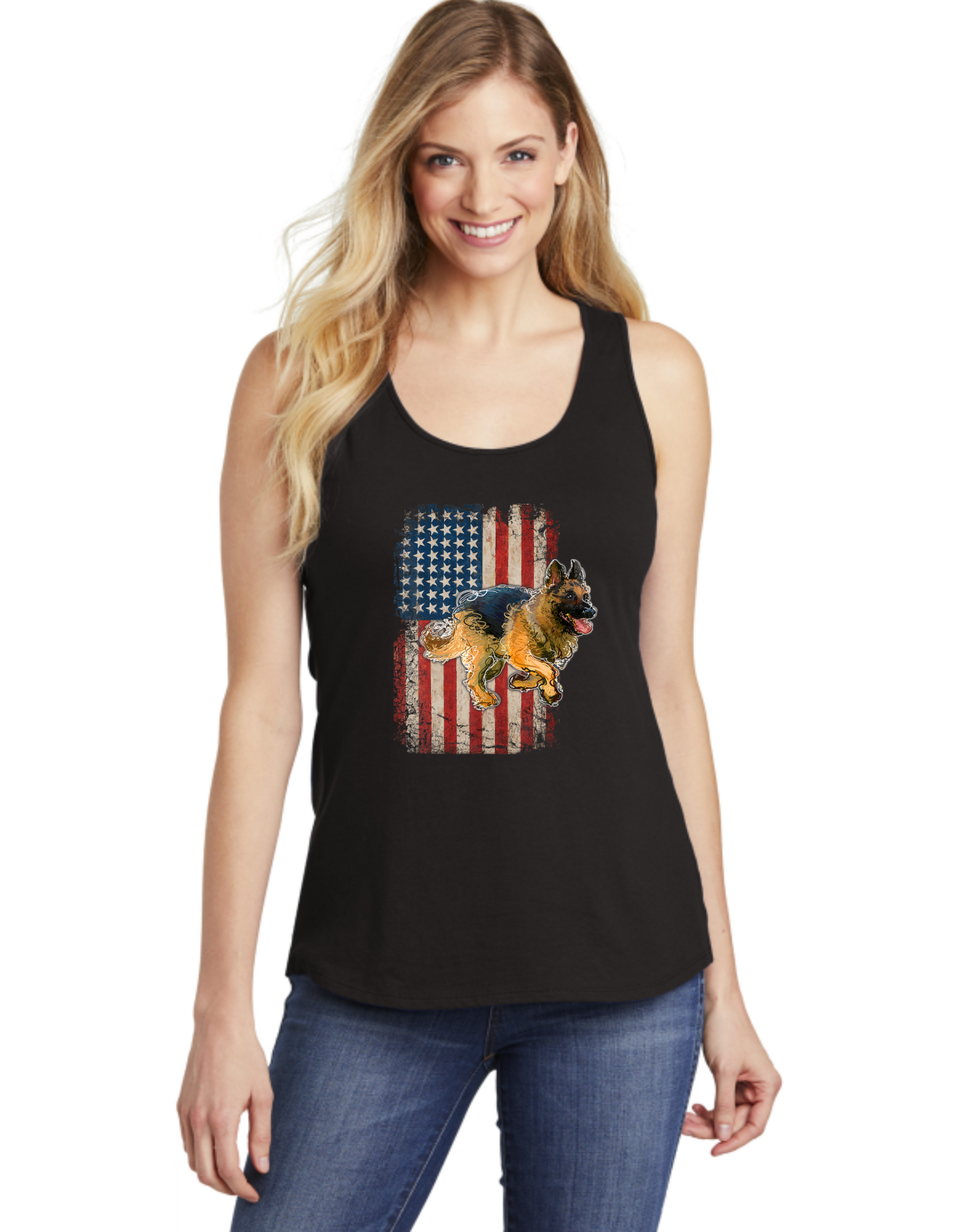 German Shepard USA Flag 2