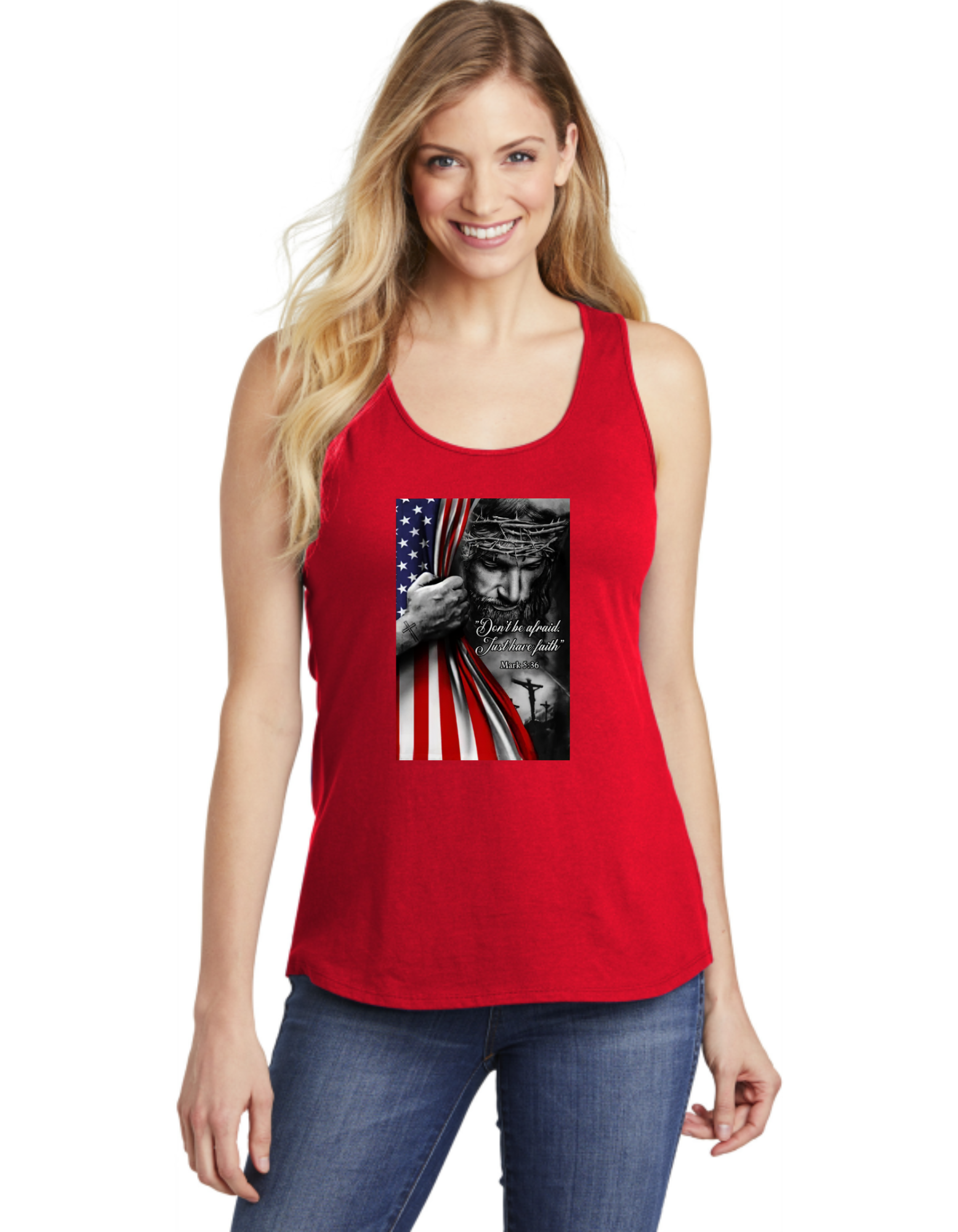 Don't Be Afraid Have Faith Jesus USA Flag