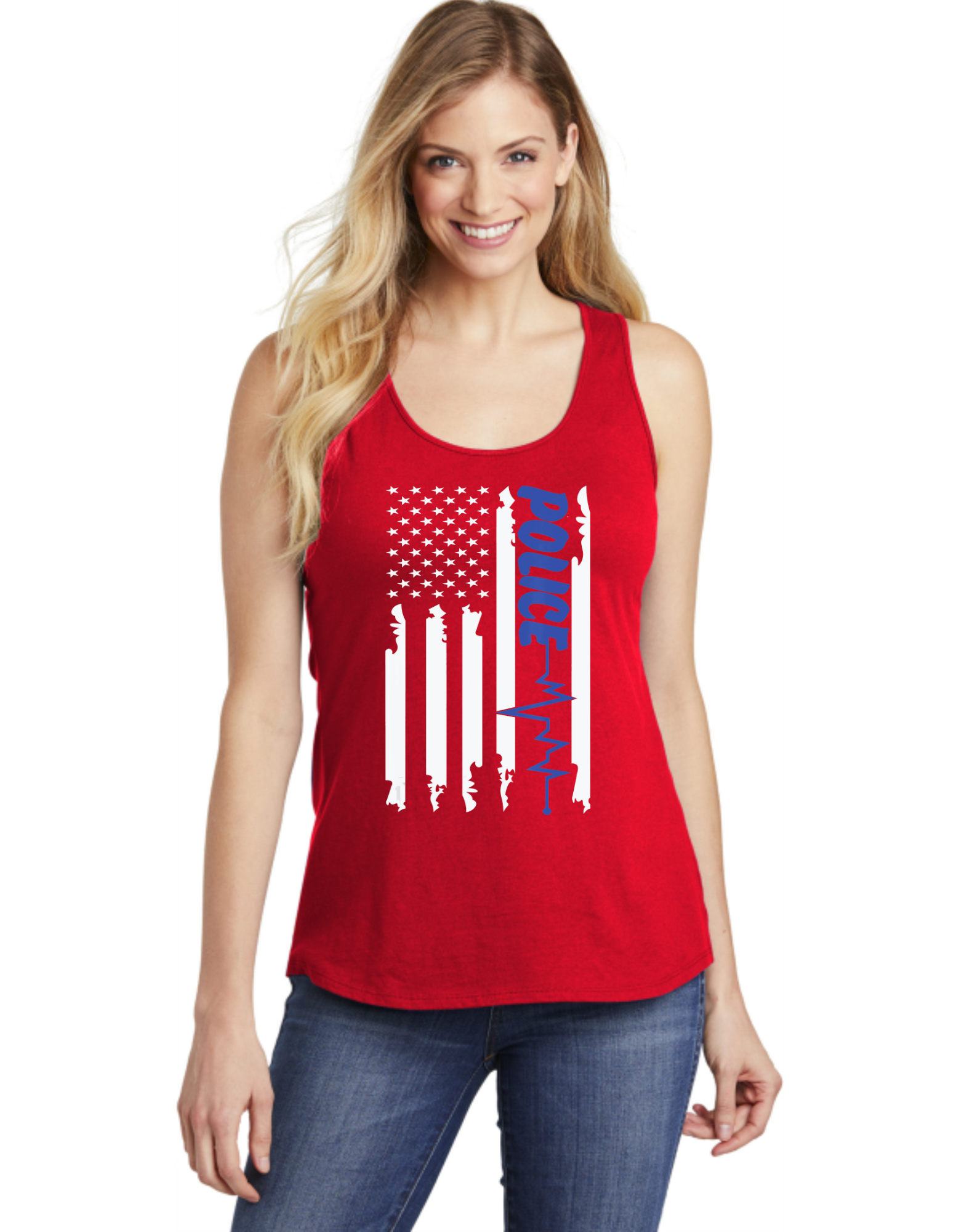 Blue Line Heart Beat Flag