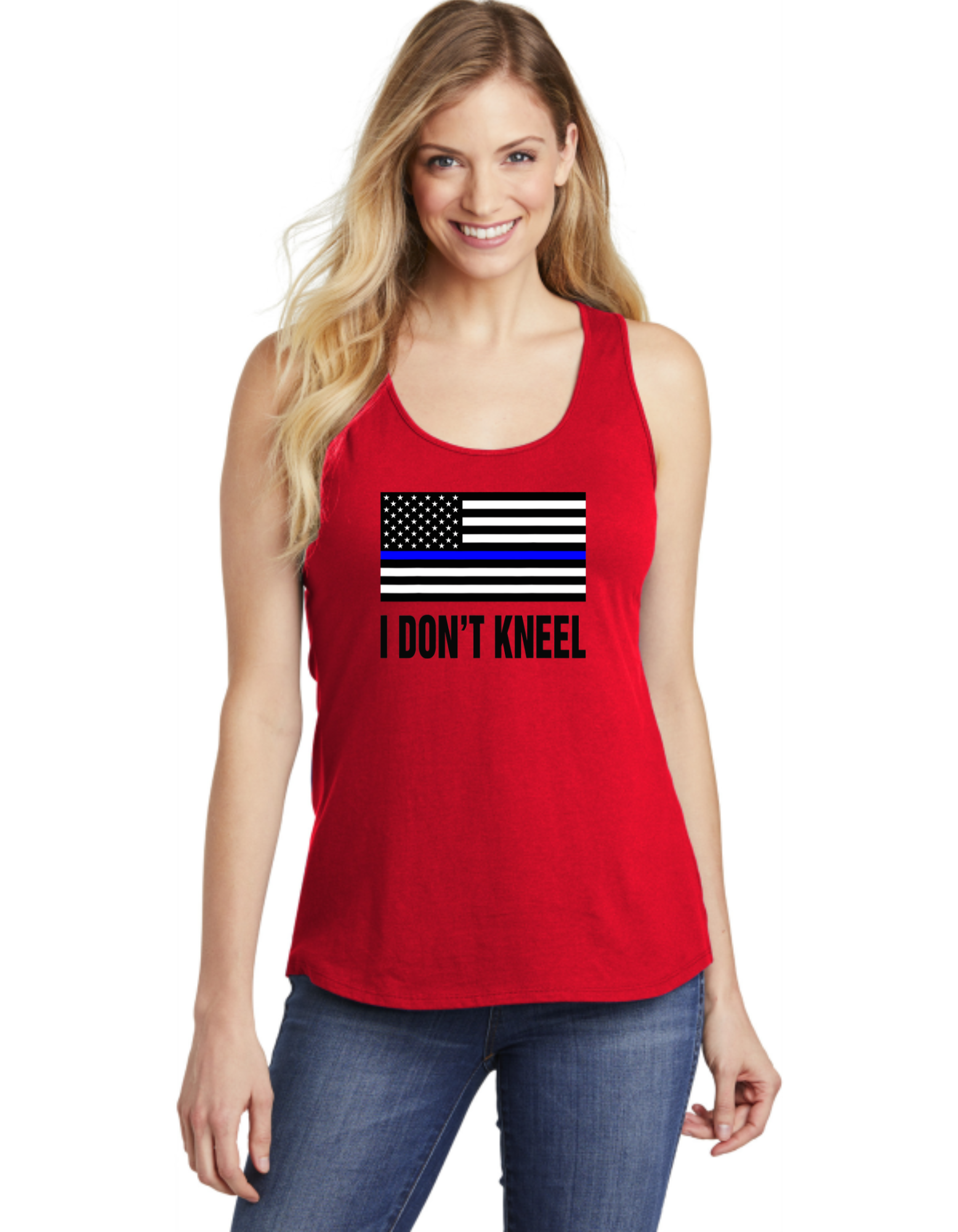 I Don't Kneel Blue Line Flag