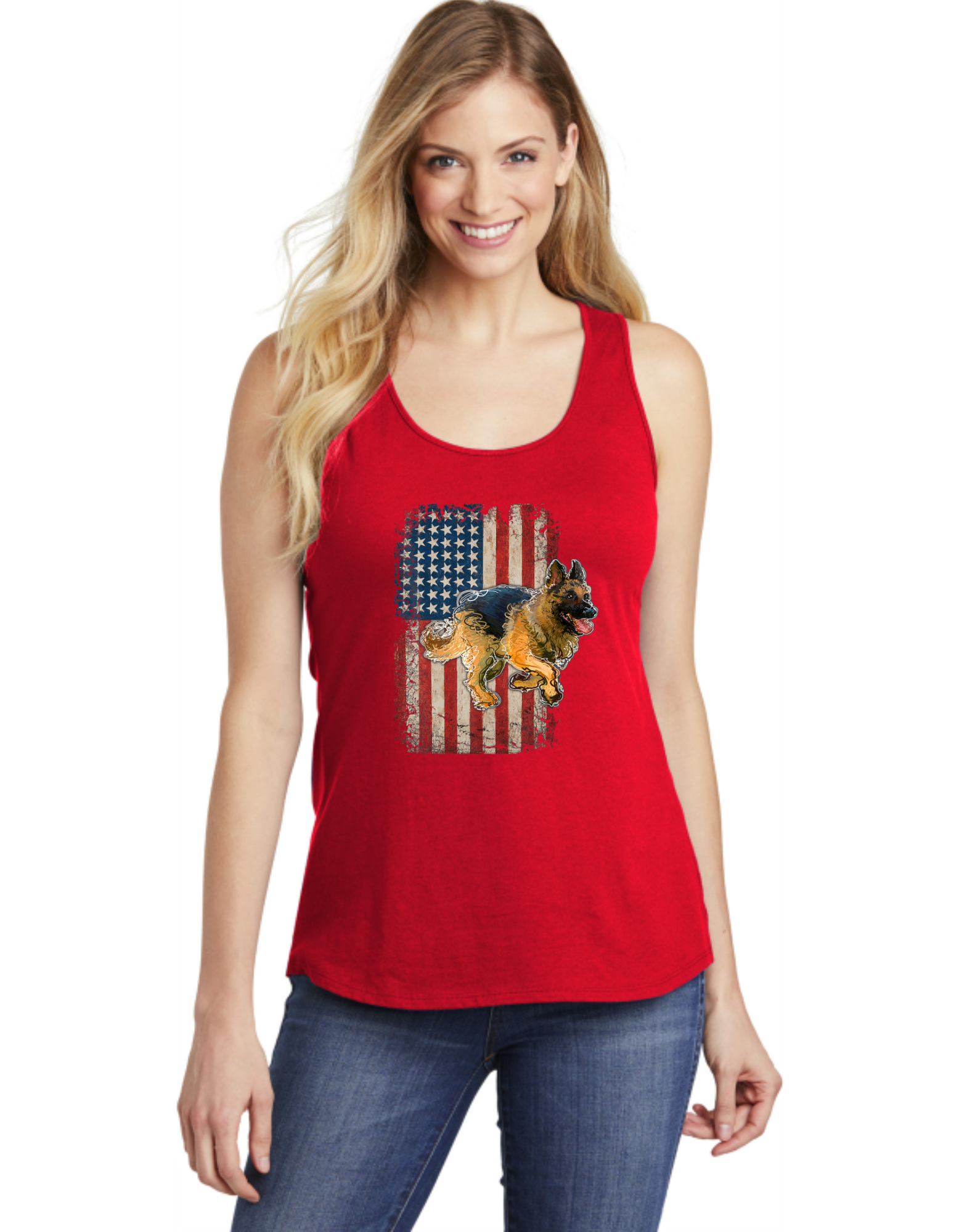 German Shepard USA Flag 2