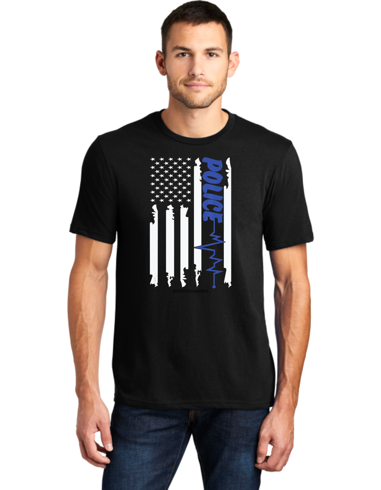 Blue Line Heart Beat Flag