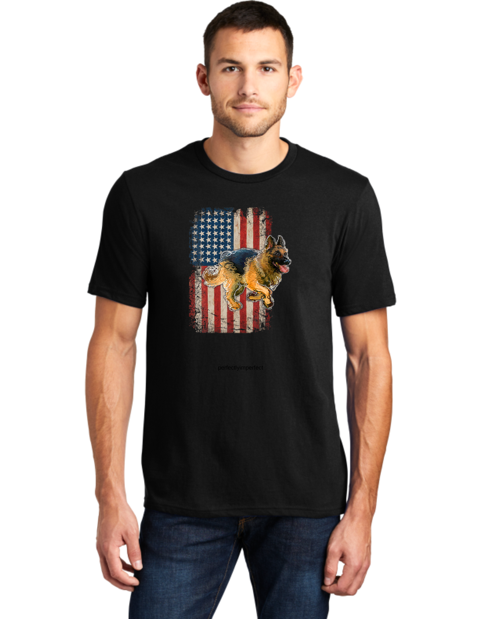 German Shepard USA Flag 2