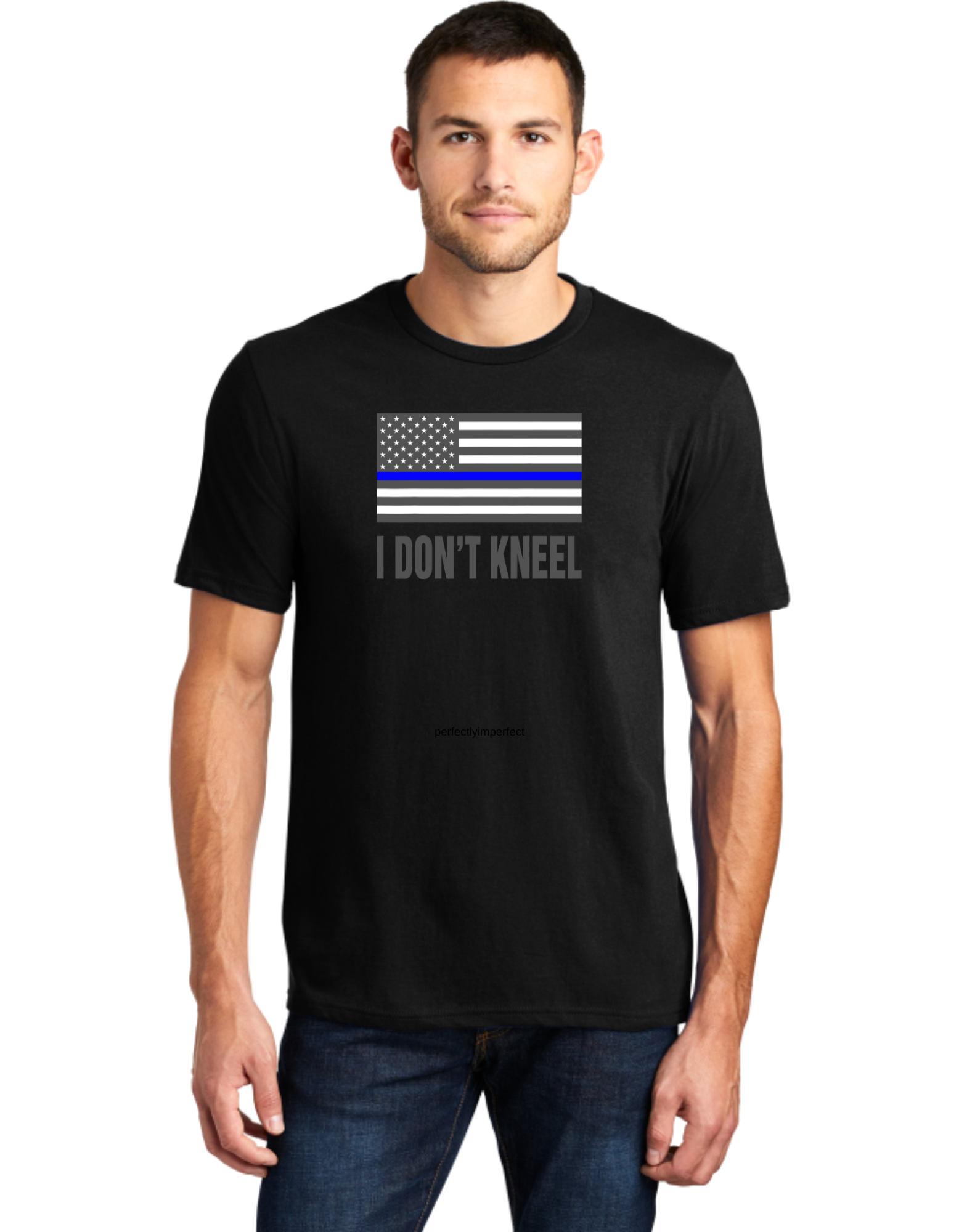 I Don't Kneel Blue Line Flag