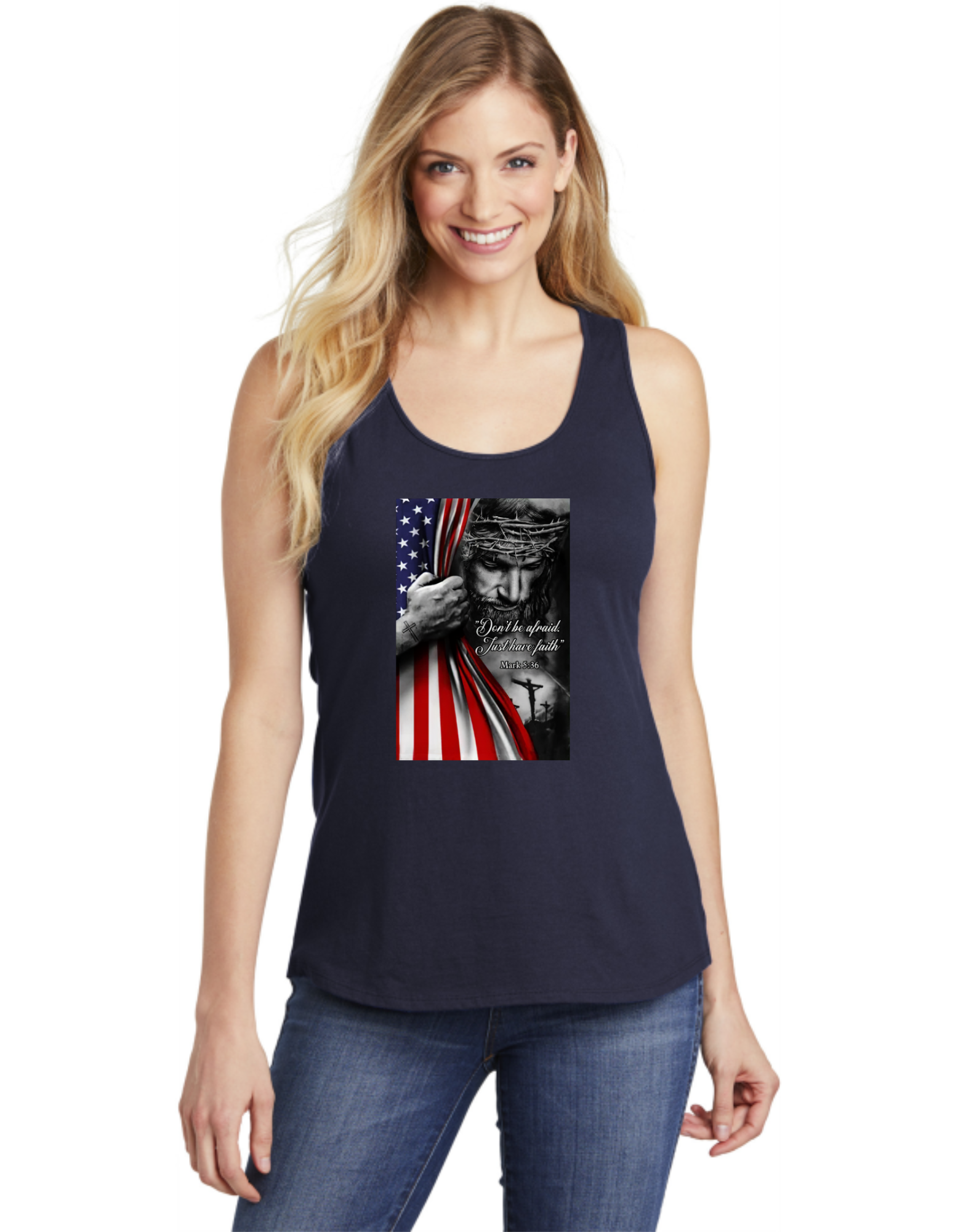 Don't Be Afraid Have Faith Jesus USA Flag