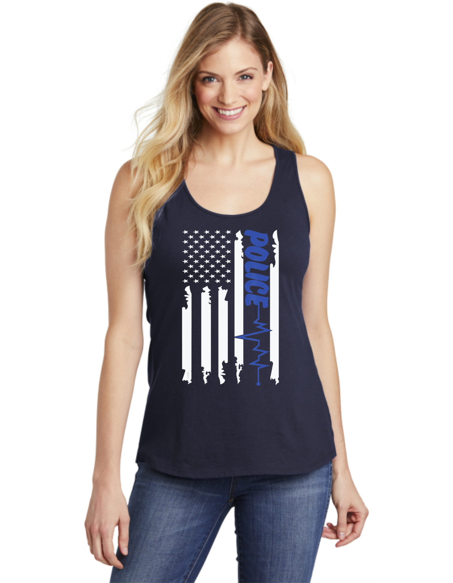 Blue Line Heart Beat Flag