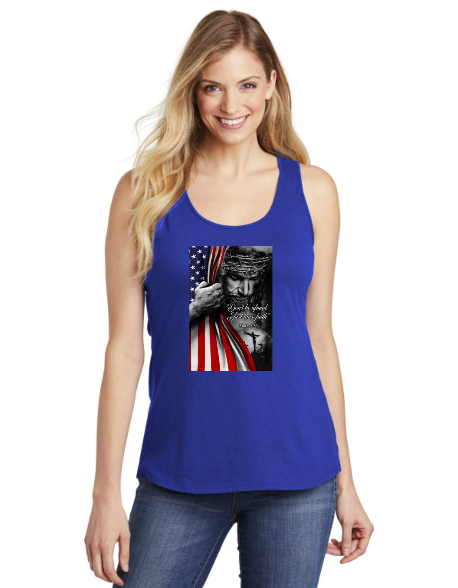 Don't Be Afraid Have Faith Jesus USA Flag