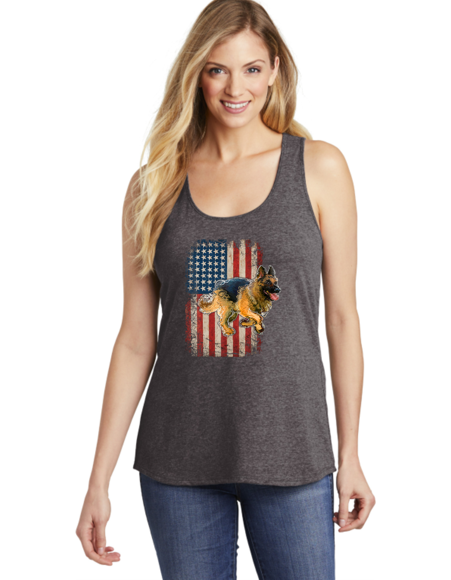 German Shepard USA Flag 2