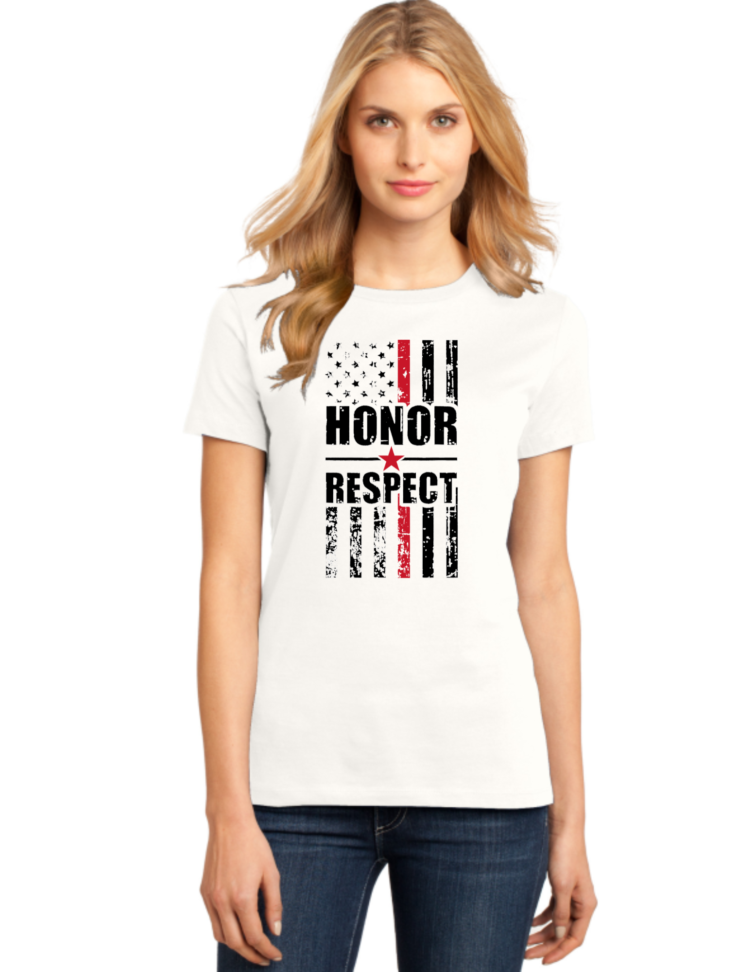 Honor Respect Red Line Flag